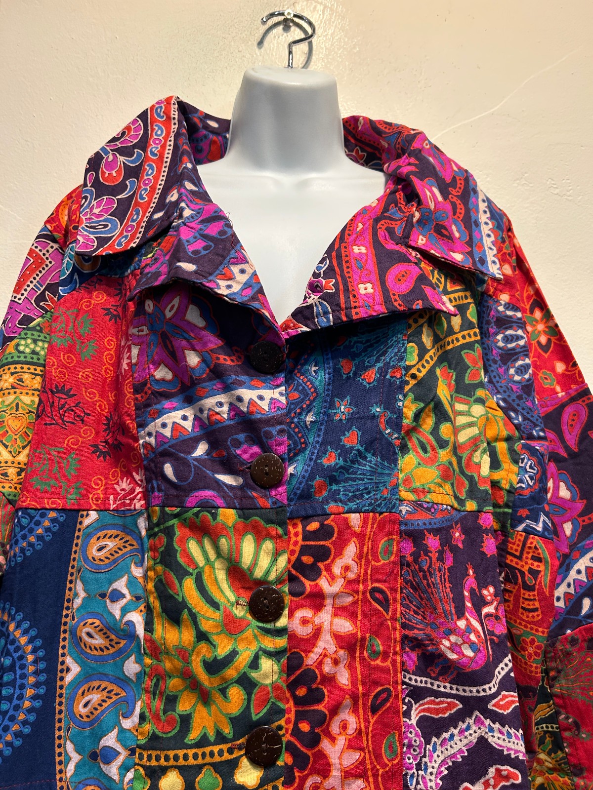 Nwt FUNKY STUFF patch hippie pocket cotton button TOP JACKET VVL 2X Free shipp