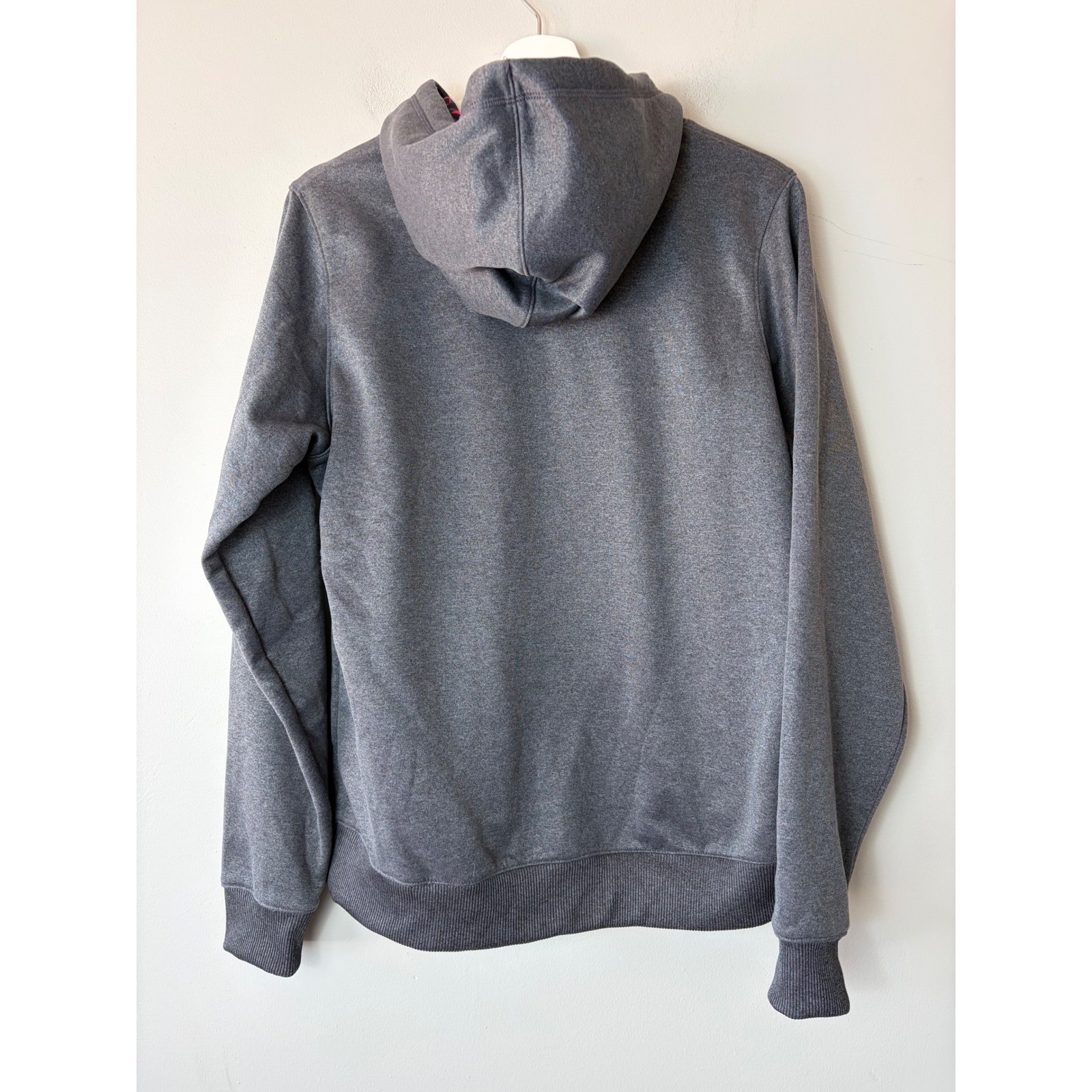 Under Armour Women’s Semi-Fitted Hoodie Gray Pink Geometric Logo Pullover Medium