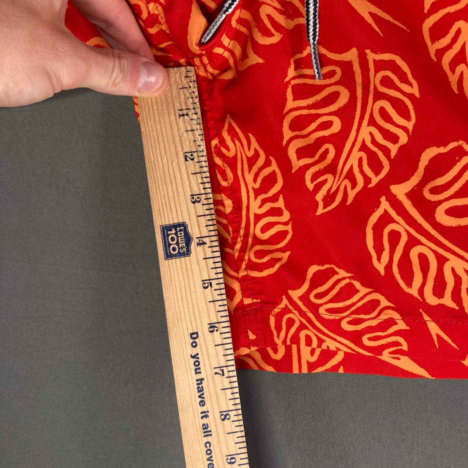 Speedo Mens Swim Trunks XXL Red Leaf Print Board Shorts Drawstring