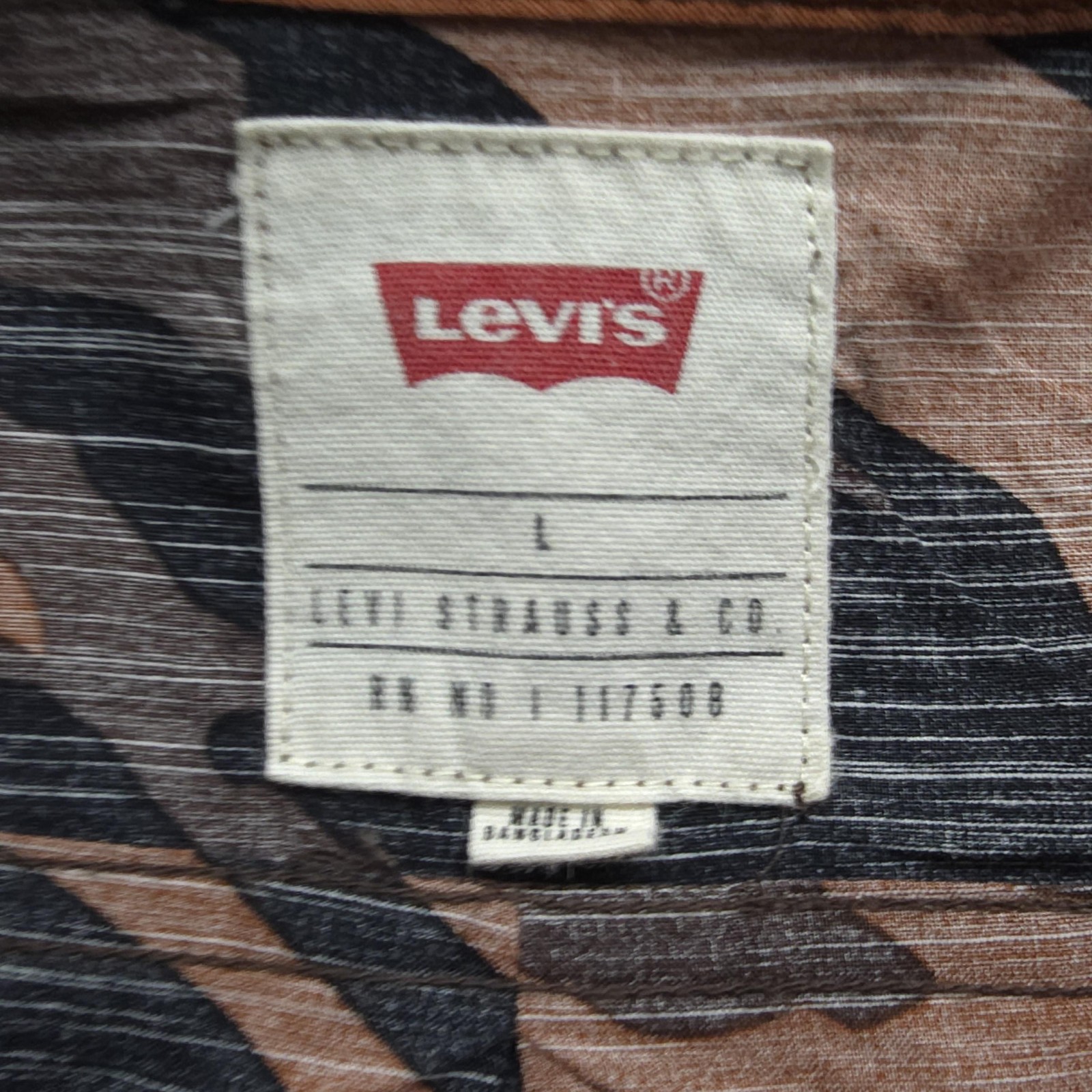 Levis Mens Shirt Large Brown Black Camo Casual Workwear Hide Hunt Outdoors Camp