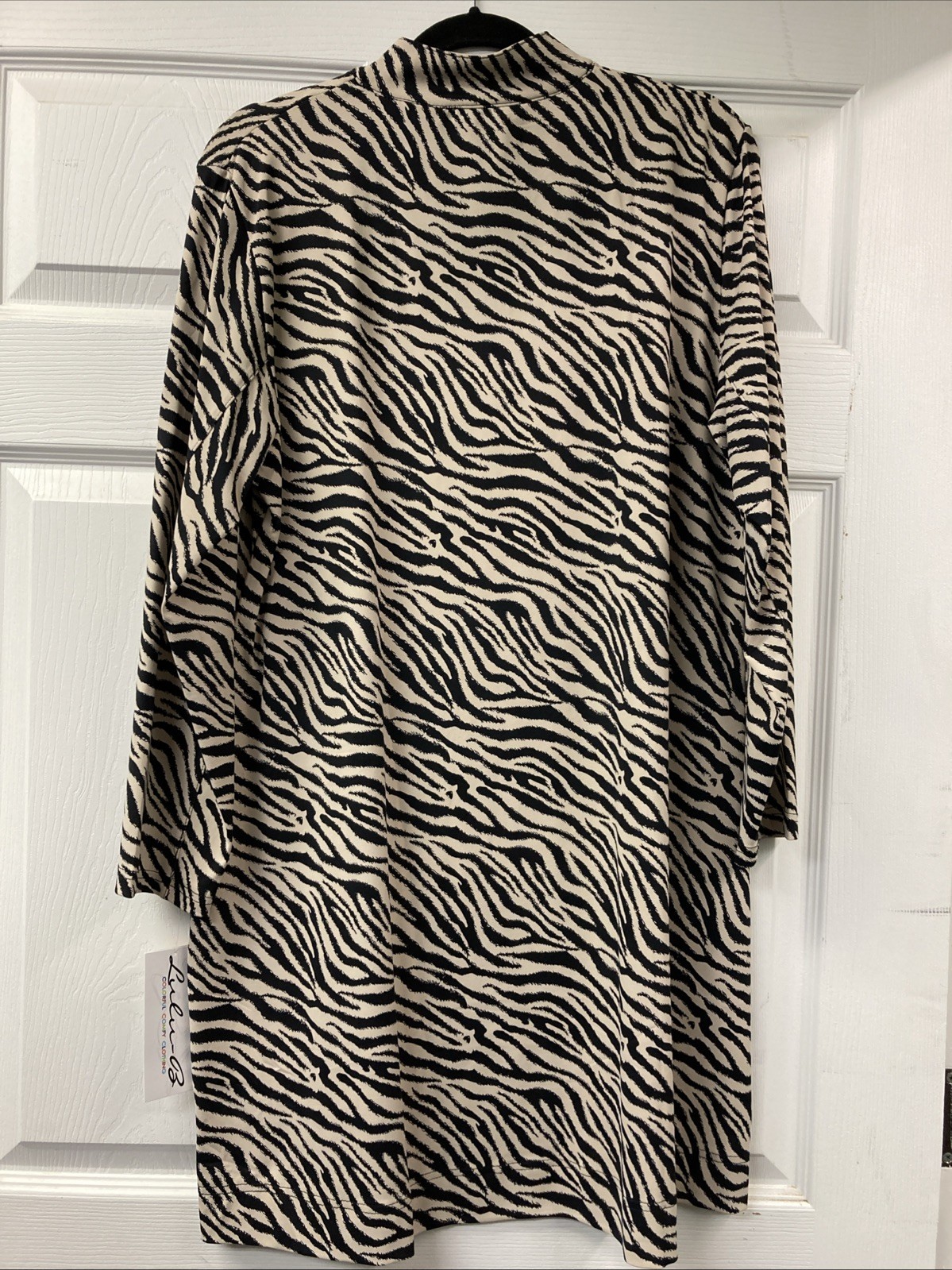 Lulu B 1X Beige And Black Zebra Pattern Long Sleeve Quarter Zip Dress Upf50