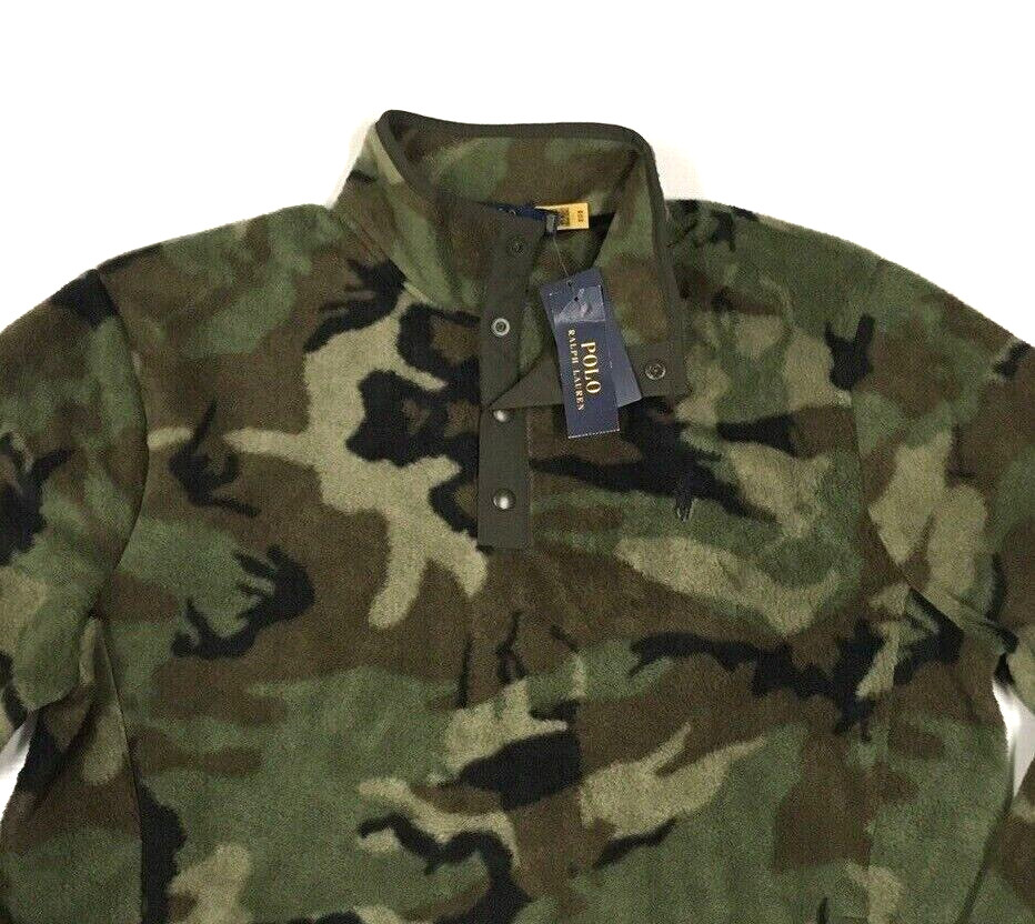 Polo Ralph Lauren Military Army Camo Sherpa Fleece Pullover Jacket Soldier Camp