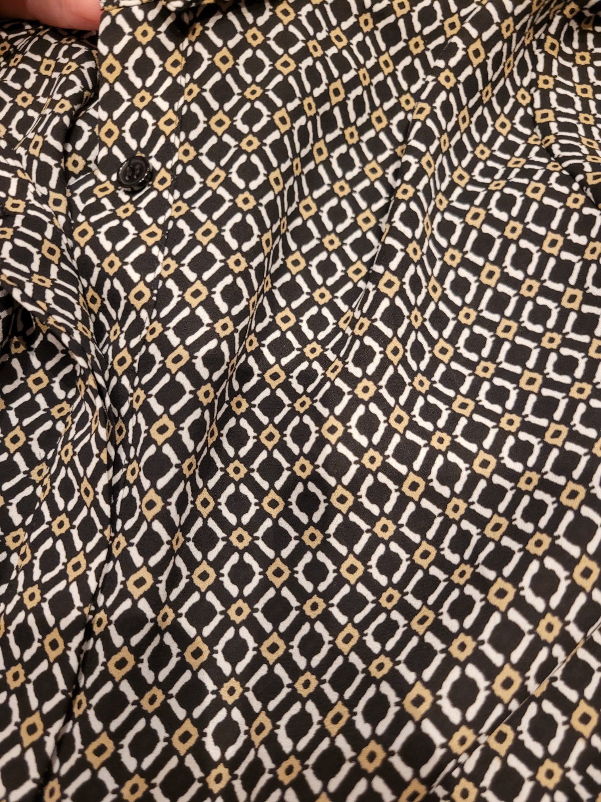 Pleione Black Print Tunic Top Medium Rolled Sleeves