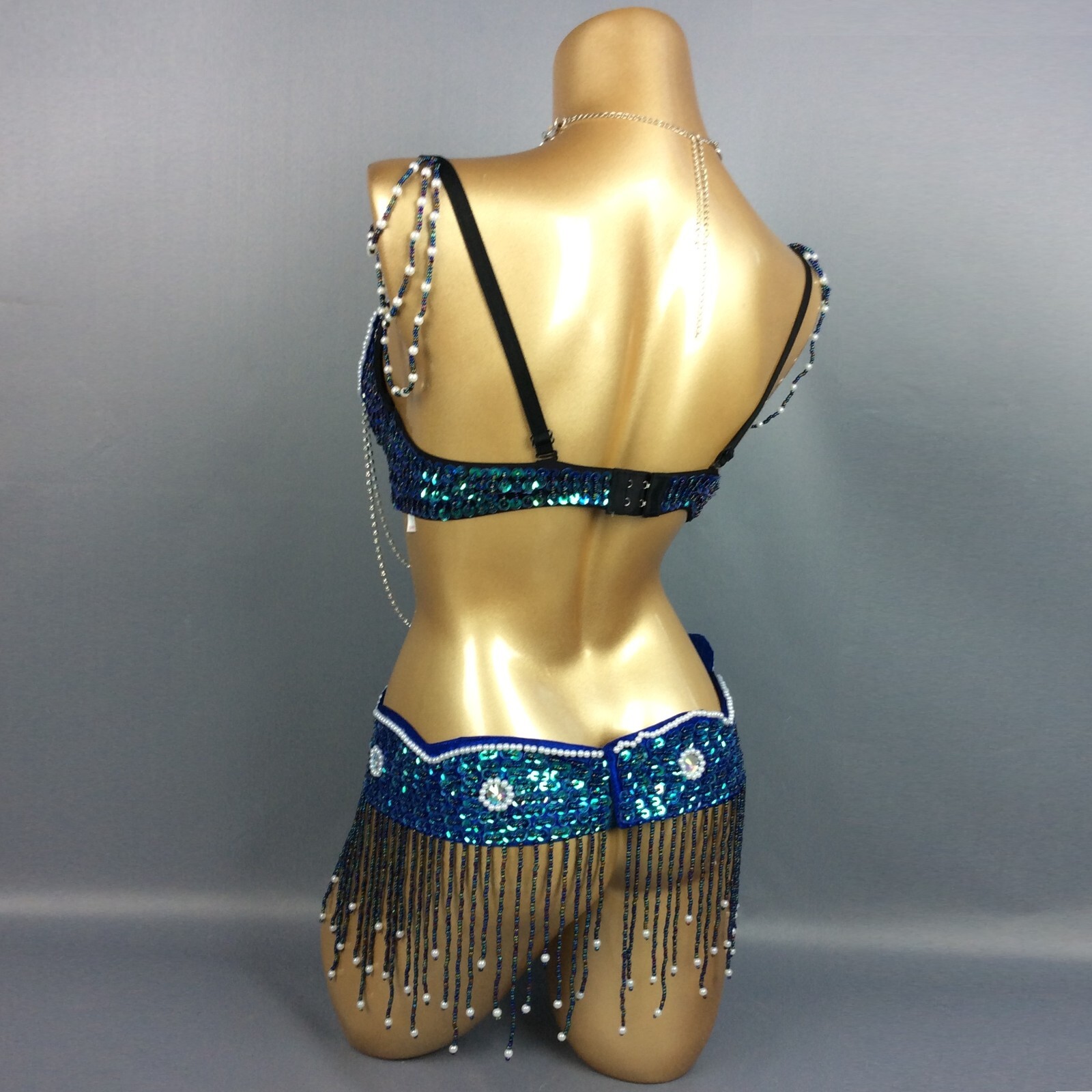 Beaded Samba Belly Dance Costume EDC Rave Carnival Outfit Bra Belt 10 Colors