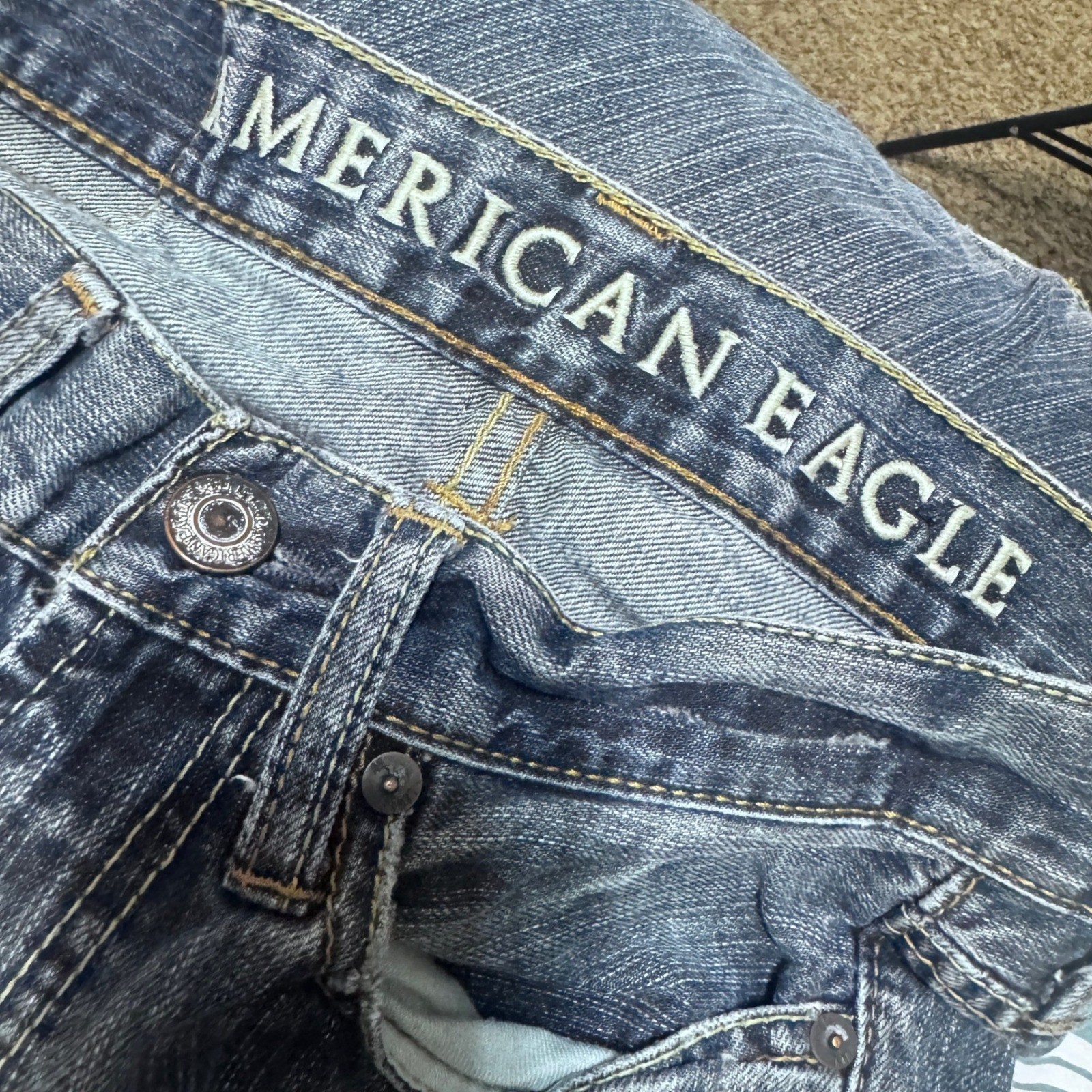 American Eagle Low Rise Bootcut Jeans Medium Wash Y2K Grunge 26×27