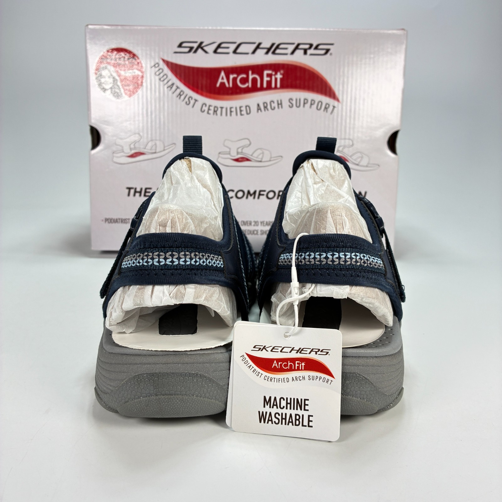 Skechers Arch Fit Reggae Groundbreaking Navy Fisherman Sandals Women’s Size 11