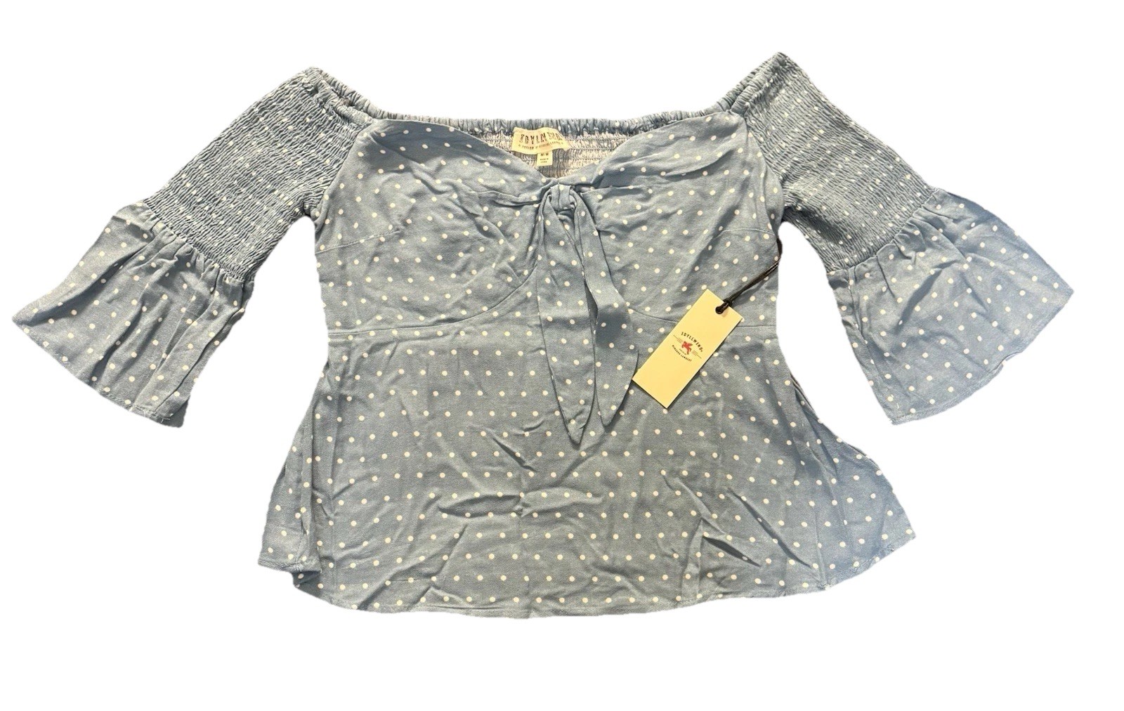 IDYLLWIND WOMEN’S Medium DREAMER OFF THE SHOULDER POLKA DOT TOP NWT
