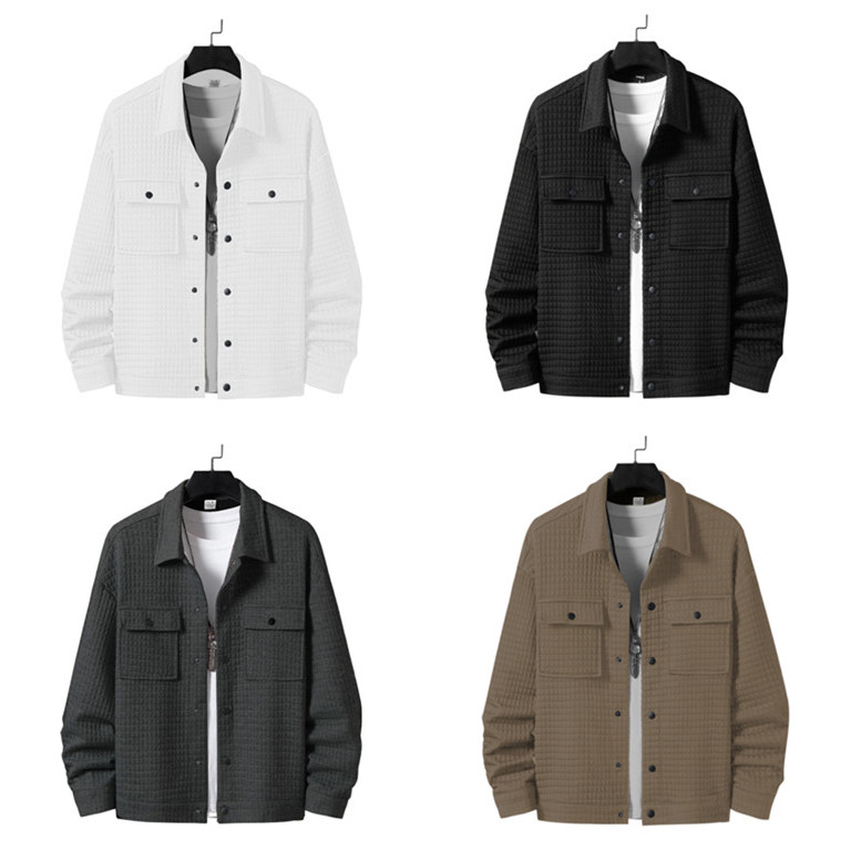 Men’s Button Down Jacket Causal Long Sleeve LightWeight Coats with Flap Pockets