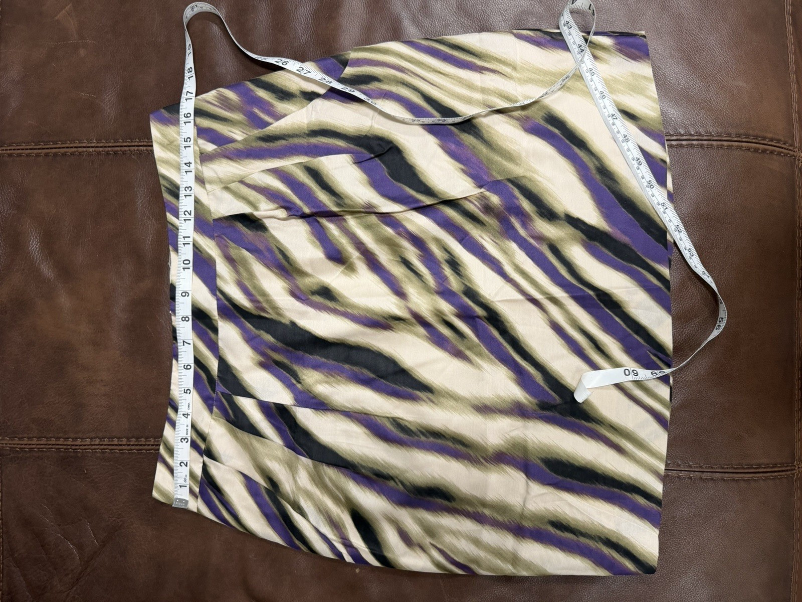 Ann Taylor Purple Beige Black Animal Print Pleated Lined A-Line Knee Skirt 8-060
