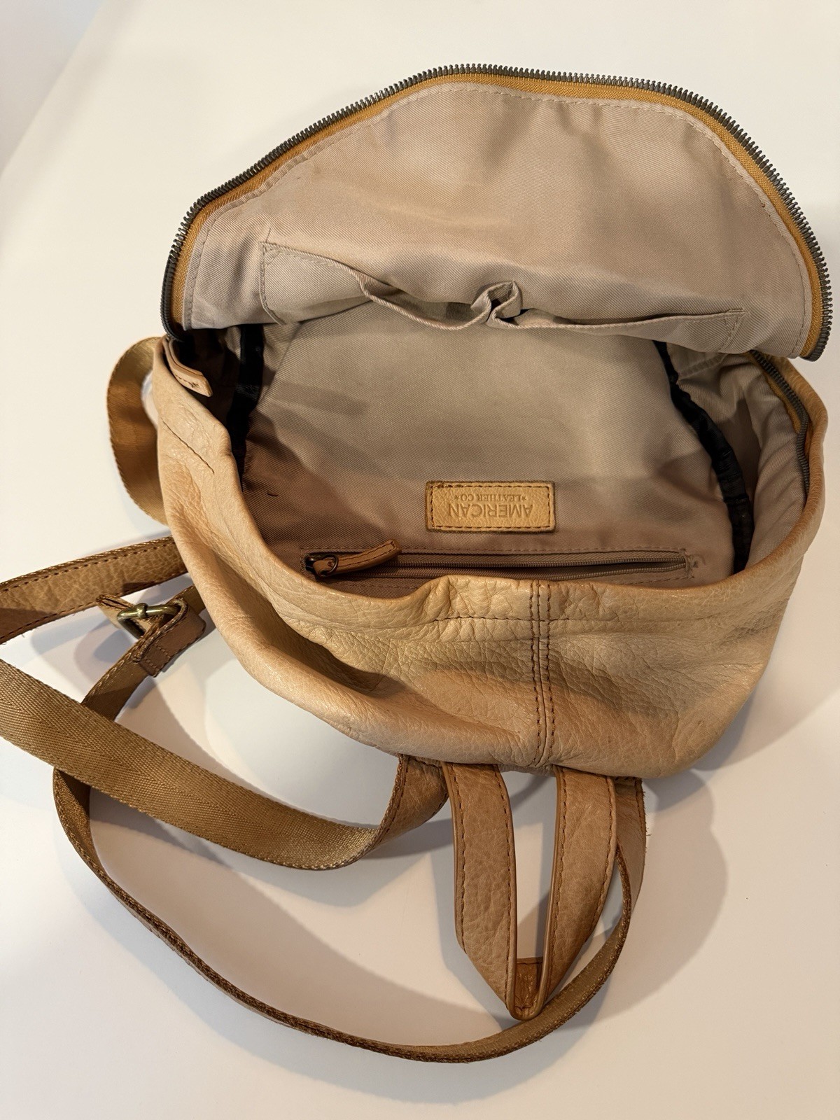 American Leather Company Camel Backpack Purse