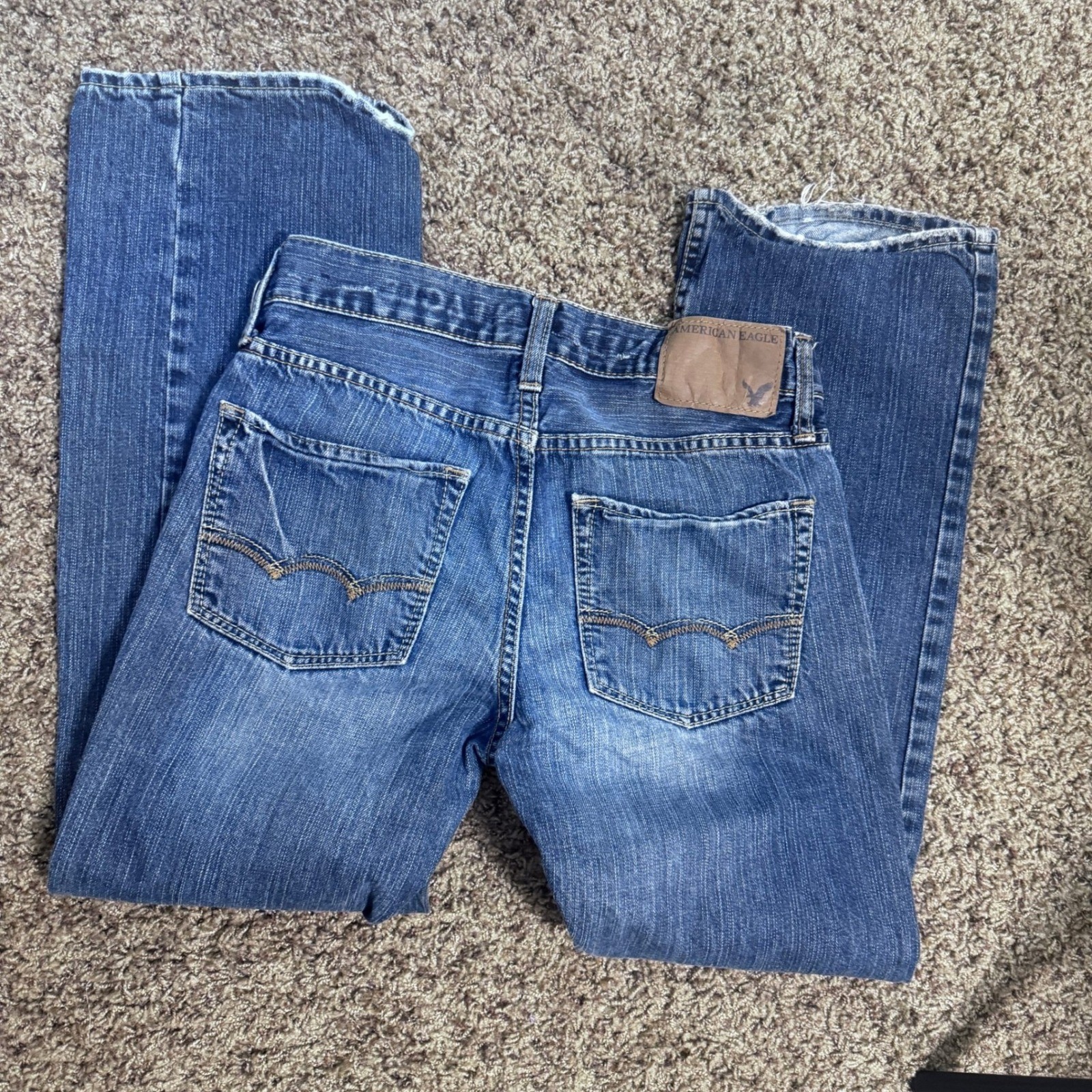 American Eagle Low Rise Bootcut Jeans Medium Wash Y2K Grunge 26×27