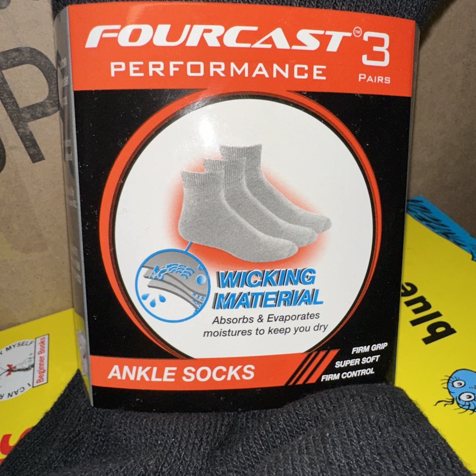 Fourcast Performance Socks Sock Size 10-13 Black 3 pairs NEW