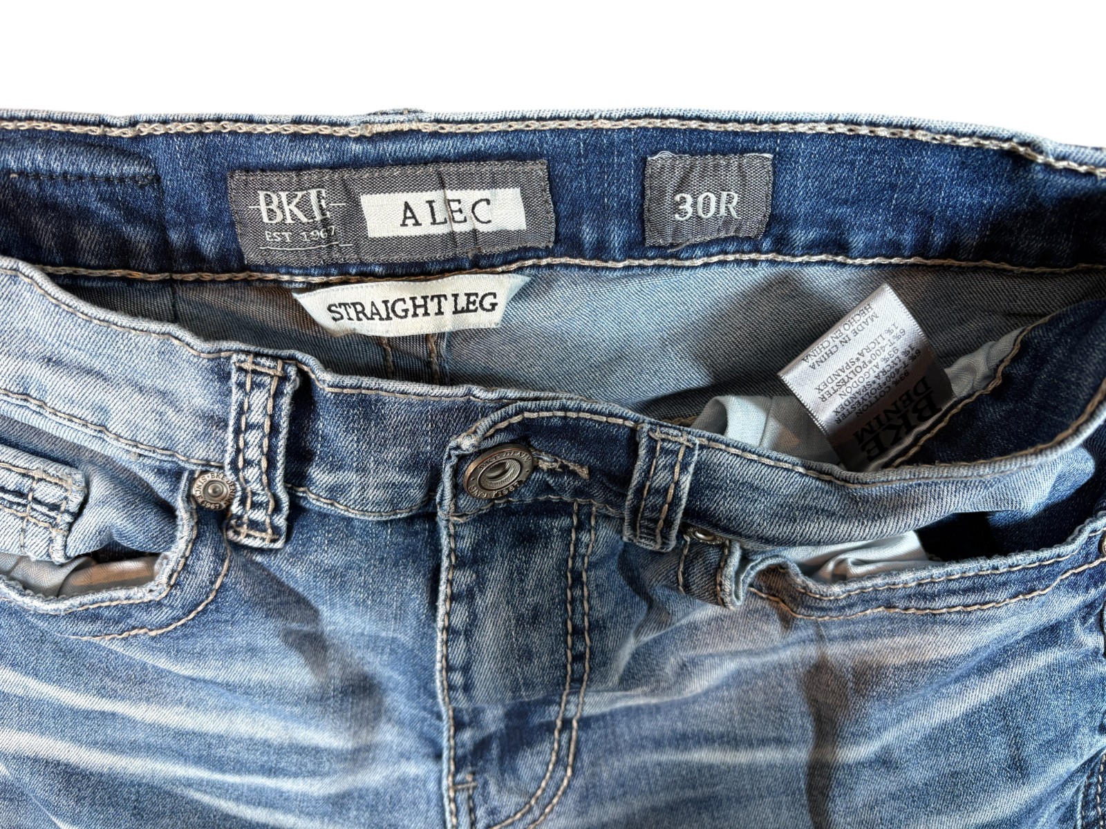 Buckle BKE Alec Slim Fit Jeans Mens 30 Blue Denim Stretch Low Rise Straight Leg