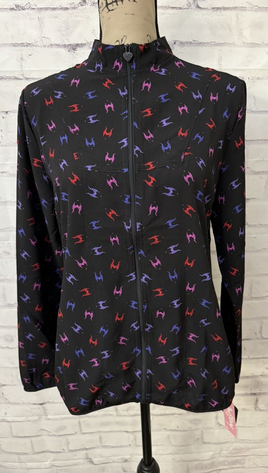 Disney Villains Malificent Sz S Packable Full Zip Scrub Jacket New