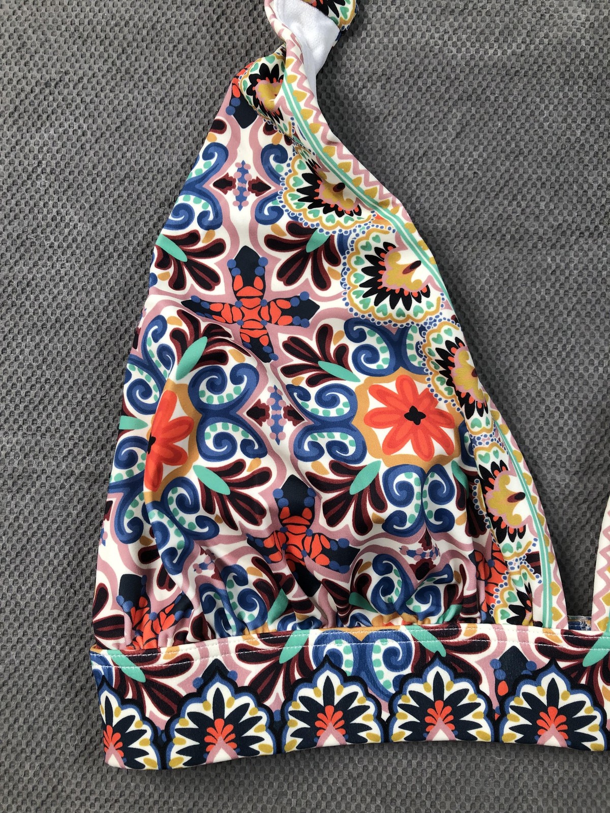 Boden Bikini Top Swimsuit Womens 8 Multicolor Floral Halter Buckle Lined Stretch