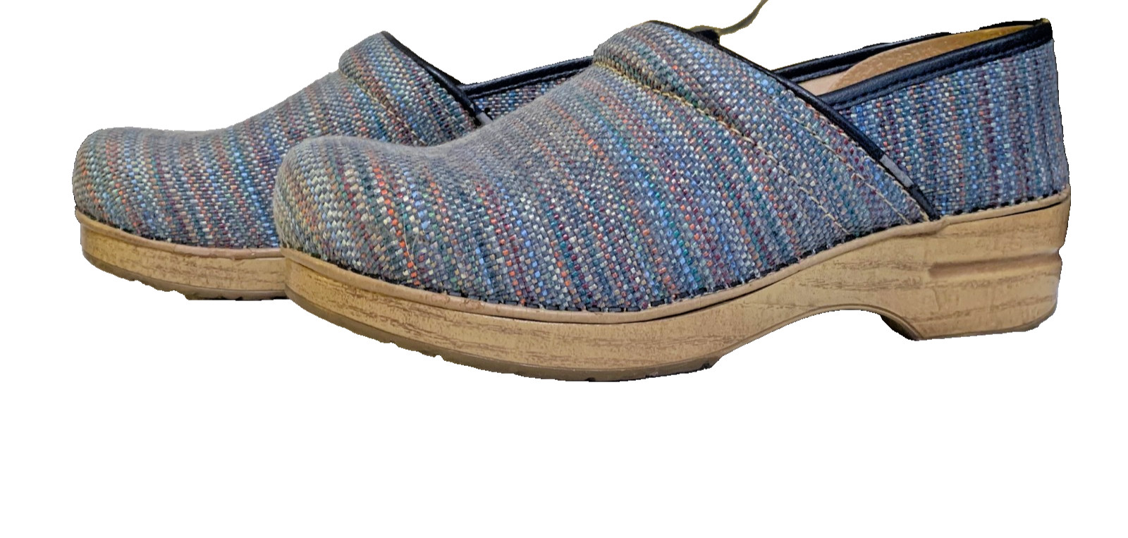 Dansko EU 41 (US 10.5-11) clogs, multicolor textile upper