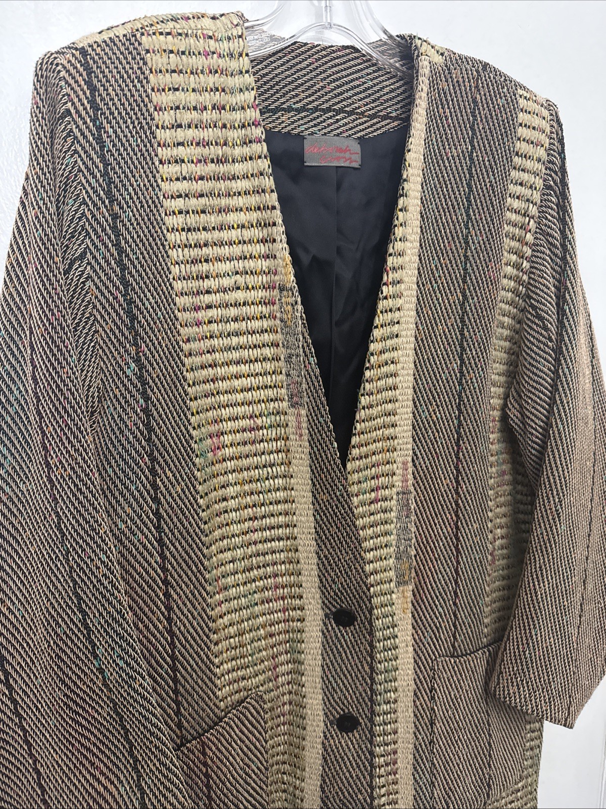 Vintage Deborah Cross Jacket Woven Textile Art To Wear Artisan Boho Hobo