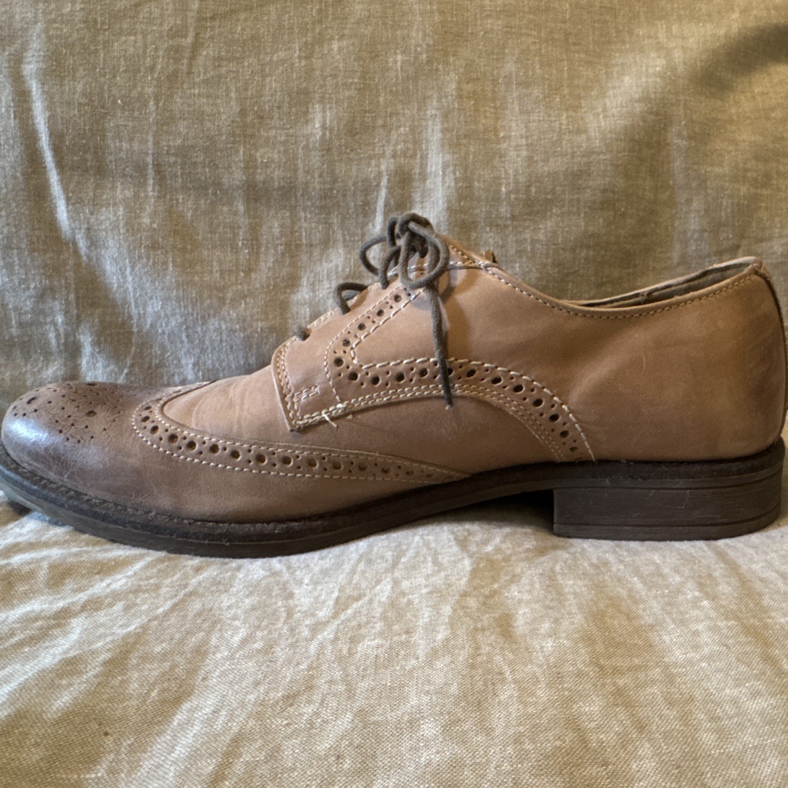 Bostonian Men’s Brown Leather Brogue Oxford Dress Shoes Lace Up Size 10M