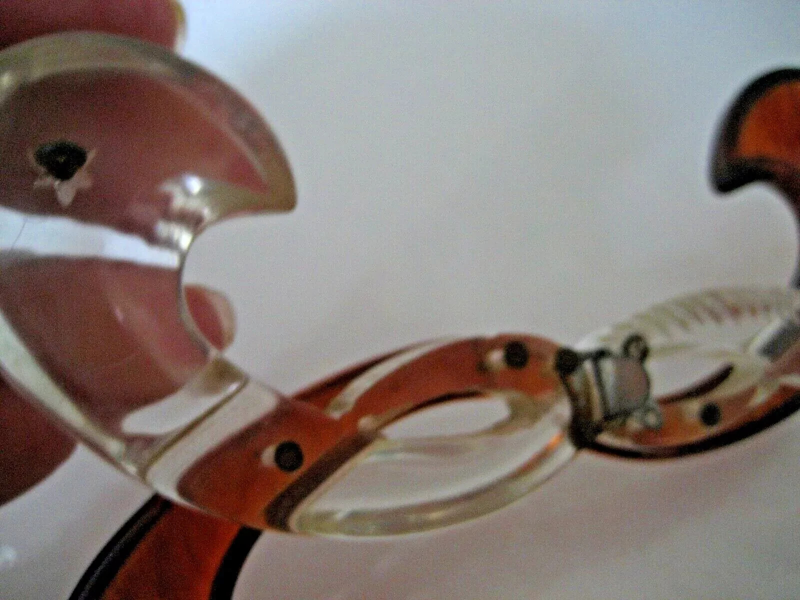 Vtg Antique LUCITE CLEAR AMBER Fleur De Lis BUCKLE TORTOISE SHELL Belt COLLAR