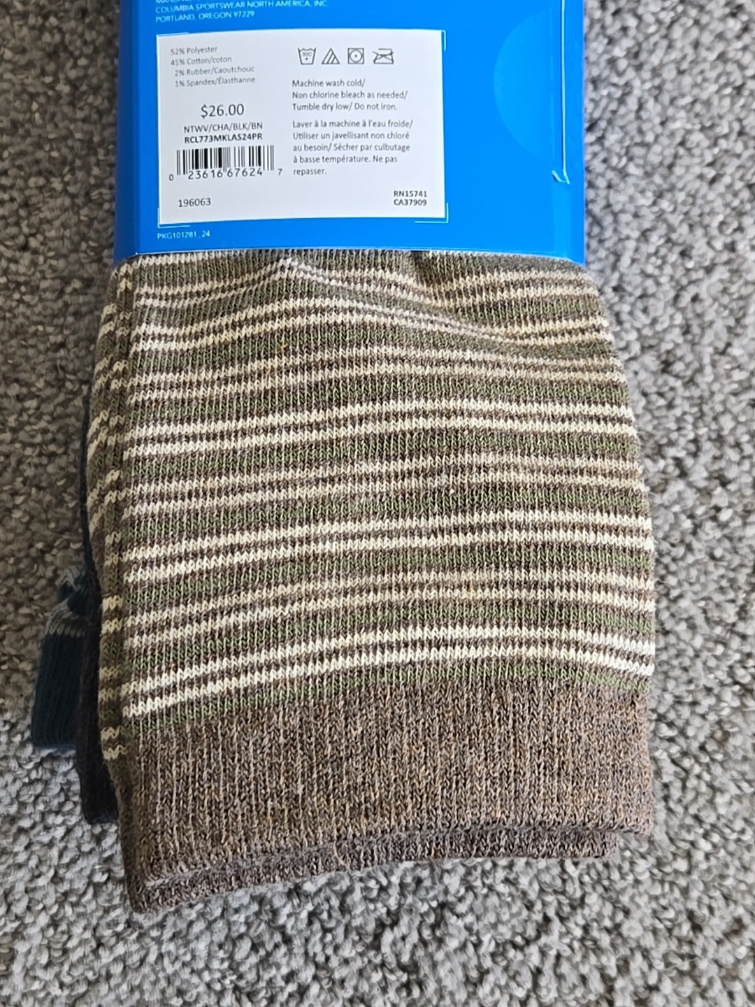 Columbia 4 Pair Every Day Crew Socks Men’s Sz 6-12 NWT Blue Black Taupe Gray