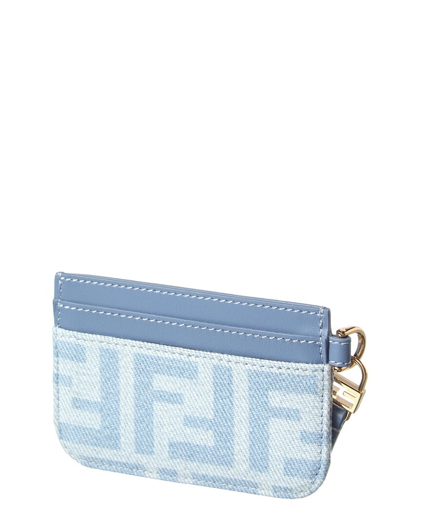 Fendi Baguette Denim & Leather Card Case Women’s Blue