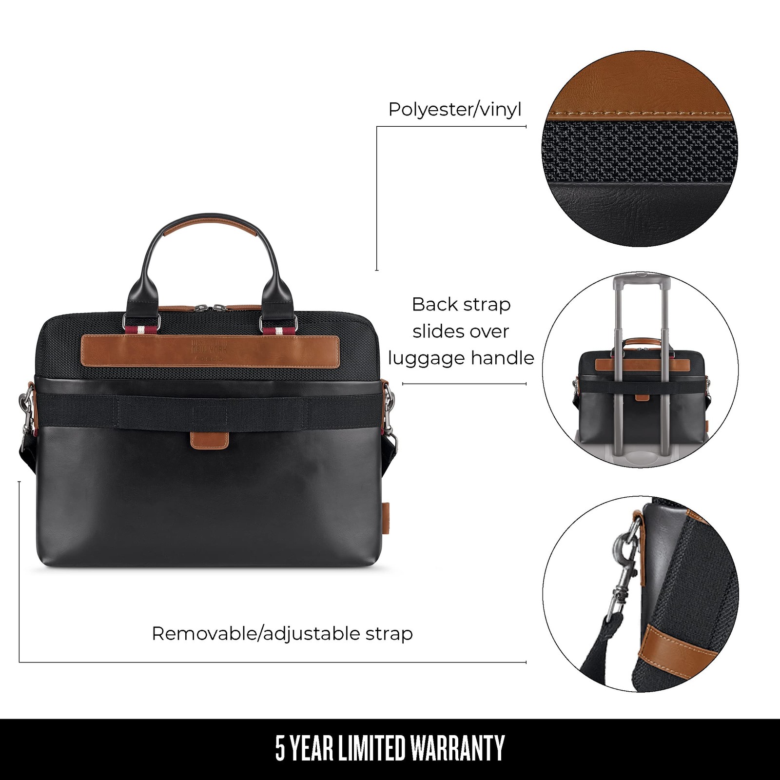 Southhampton 15.6 Inch Laptop Slim Brief Briefcase, Black, Size