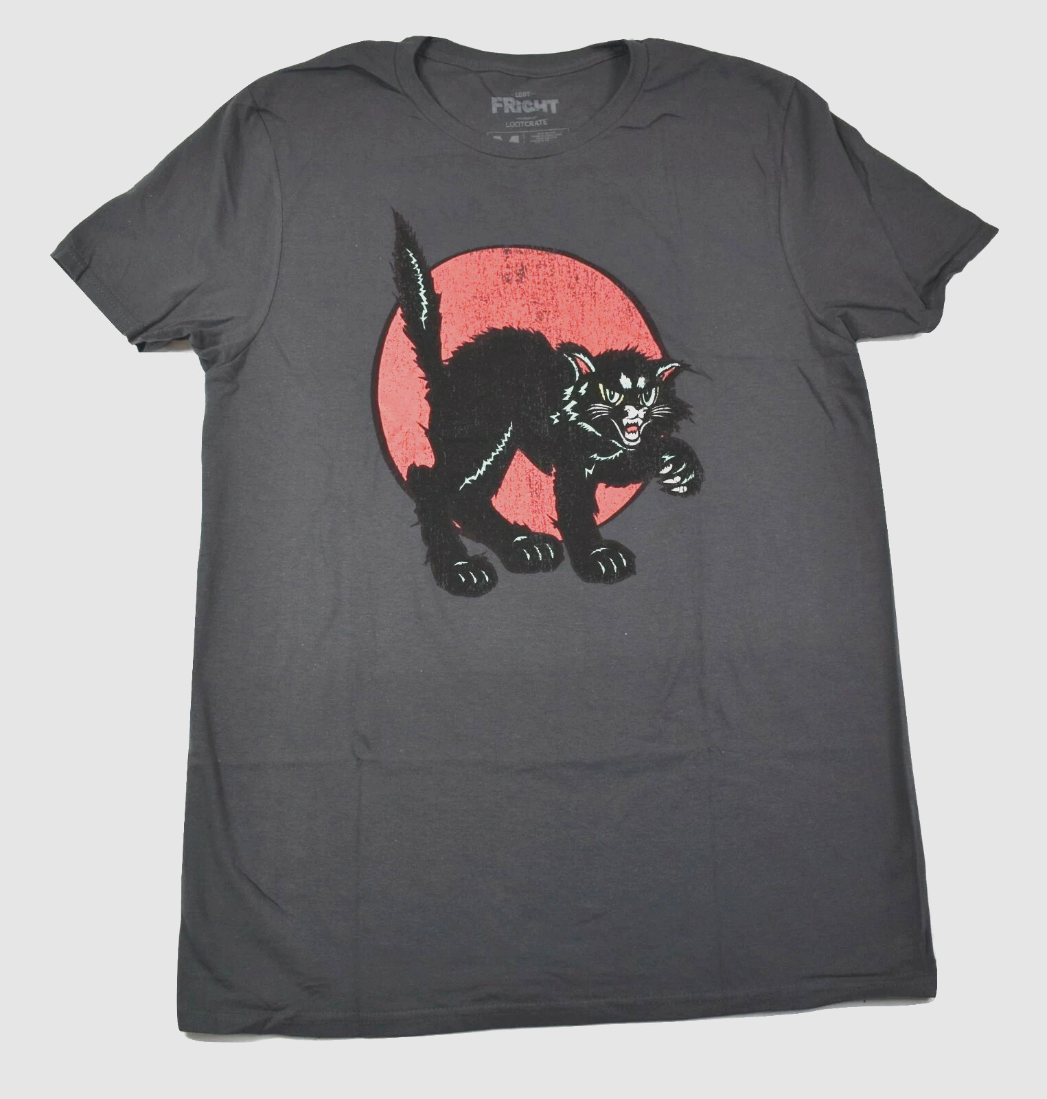Loot Crate Mens Loot Fright Screeching Cat Charcoal Shirt New Medium