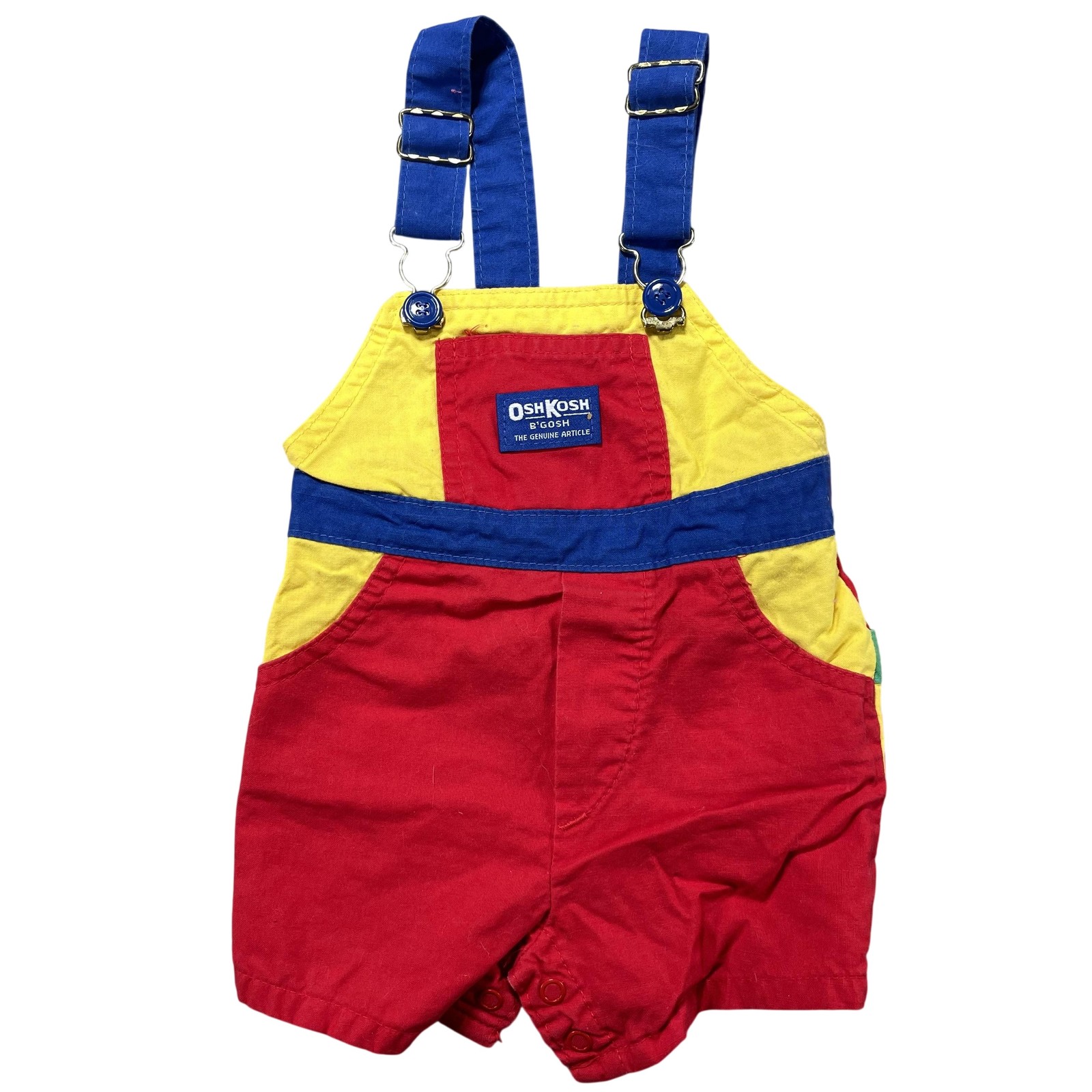 VTG 80s OshKosh B’gosh Bib Overalls Infant Boys 6-9M Multicolor Colorblock USA