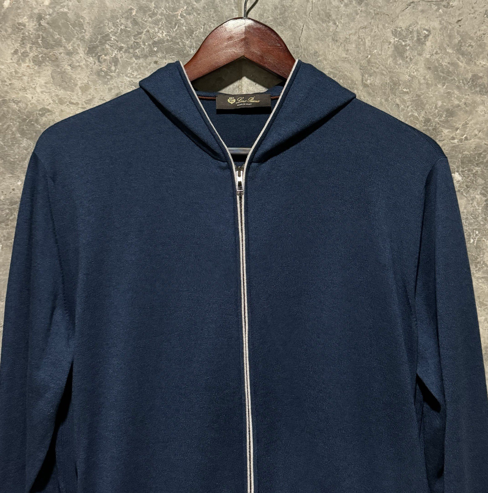 LORO PIANA ‘Hood Leasure Bomber’ Cashmere Cotton Hoodie Jacket Large $2680+ NEW