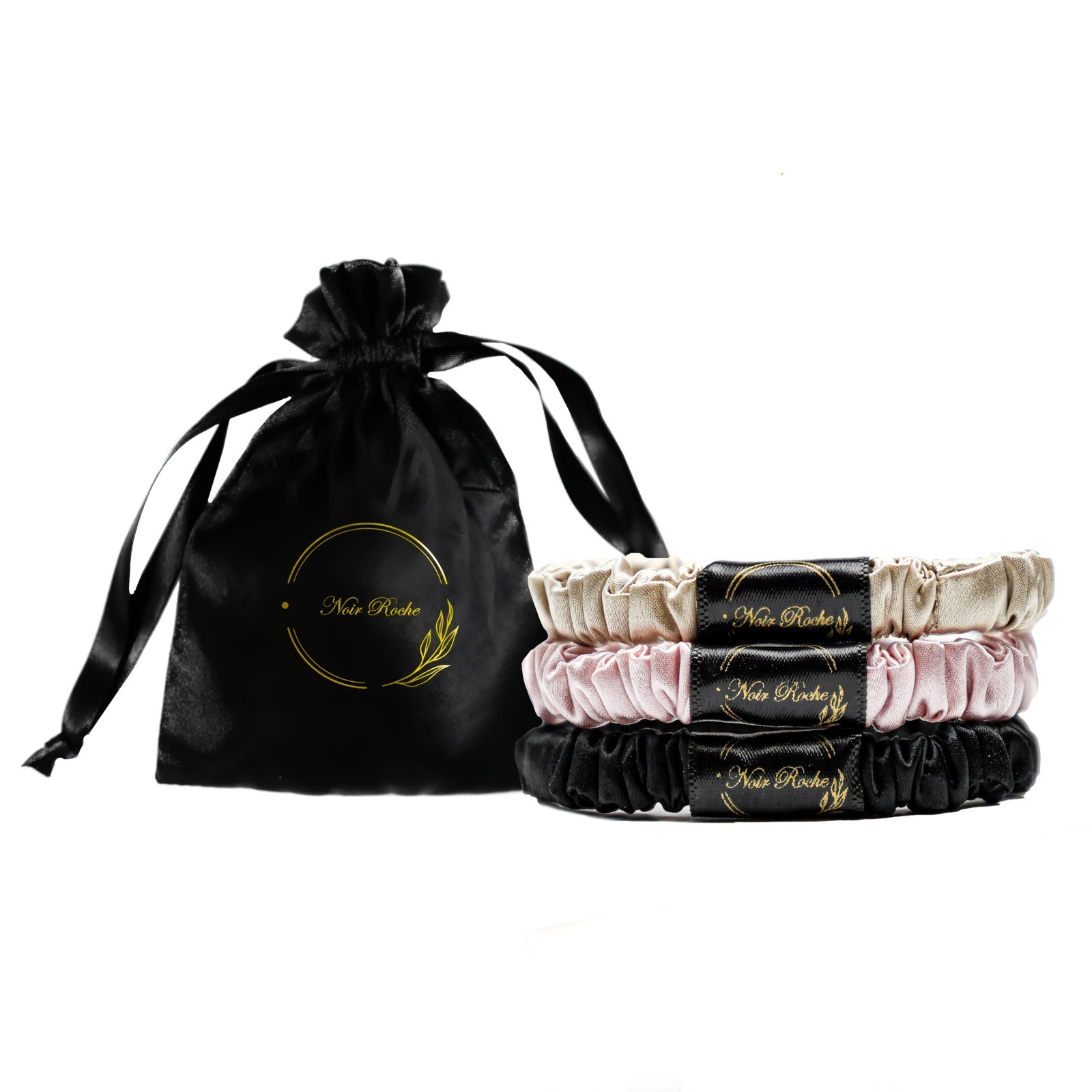 100% Mulberry Silk Scrunchies – Gentle Elastic Hair Ties for All Hair Types (Set