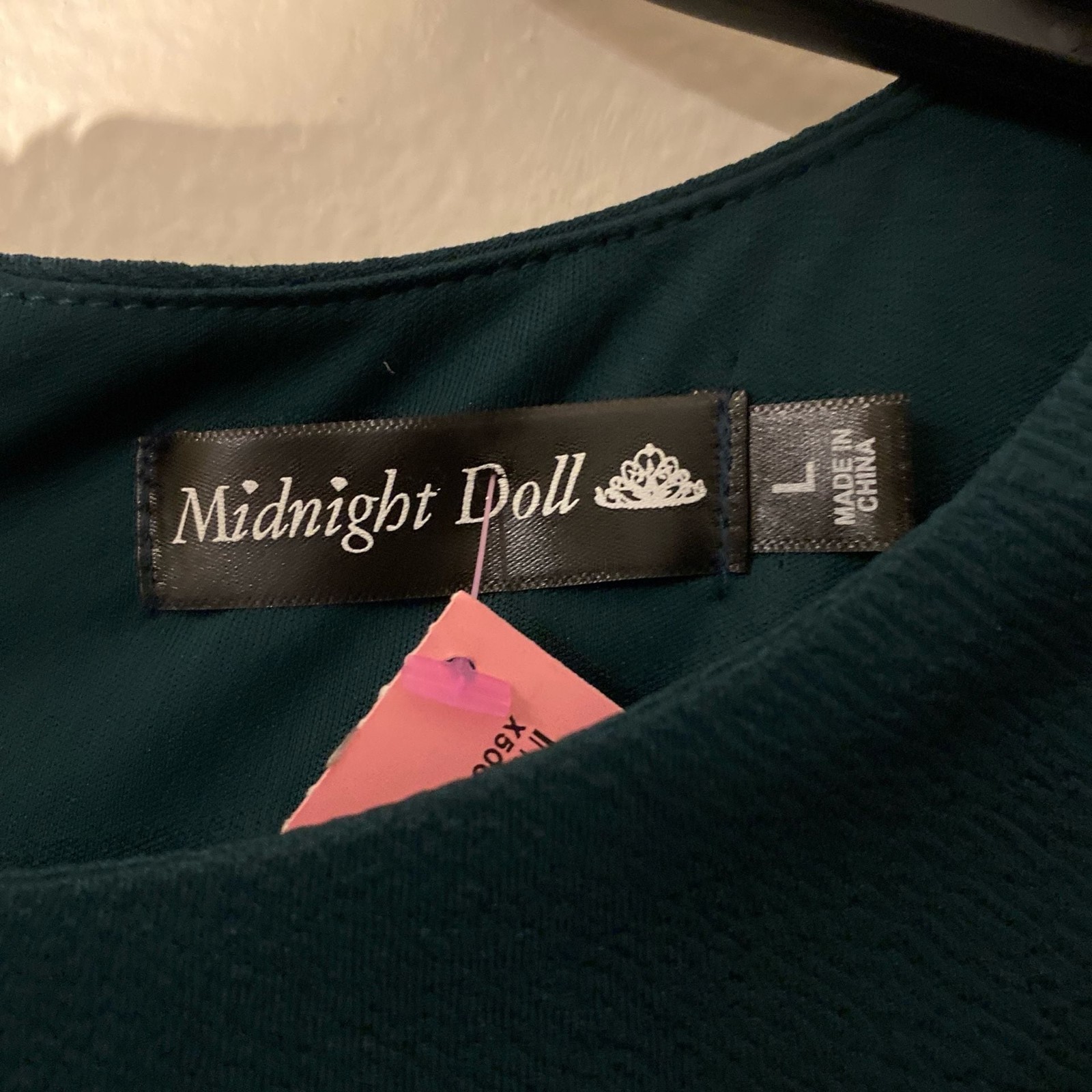 Midnight Doll Dark Green Ruffle Sleeve Peplum Top Size L