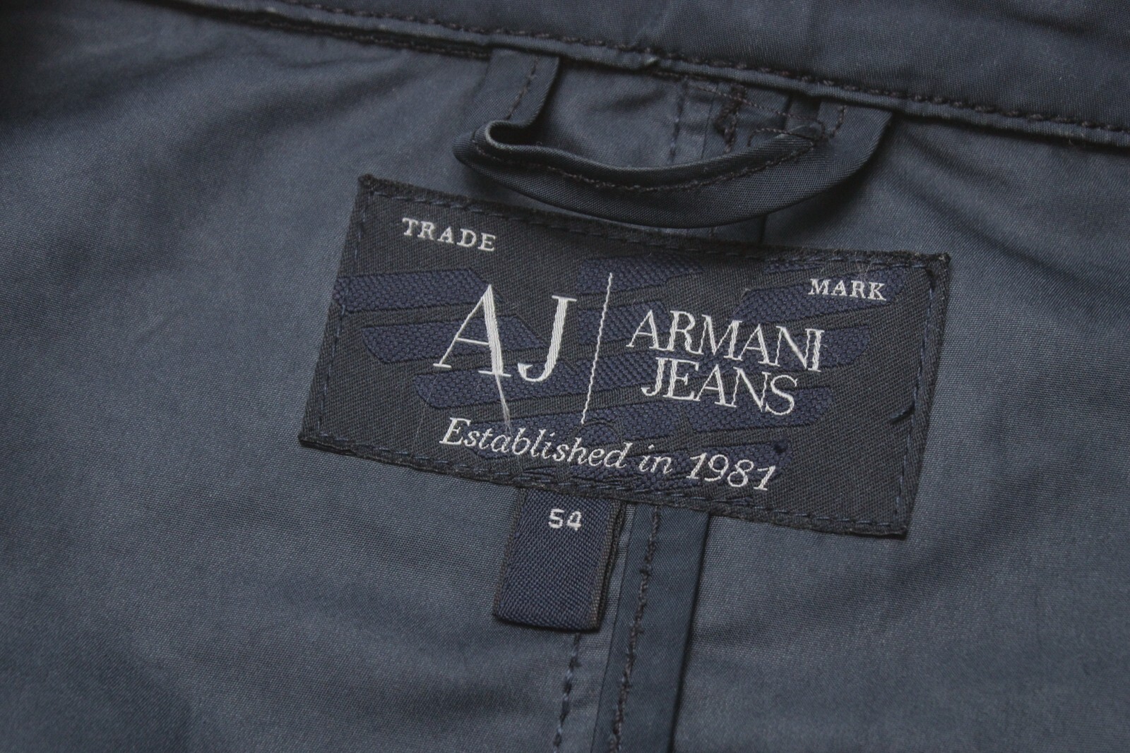 Armani Jeans Jacket Mens Eu 54 Unlined Spread Collar Zip Up Dark