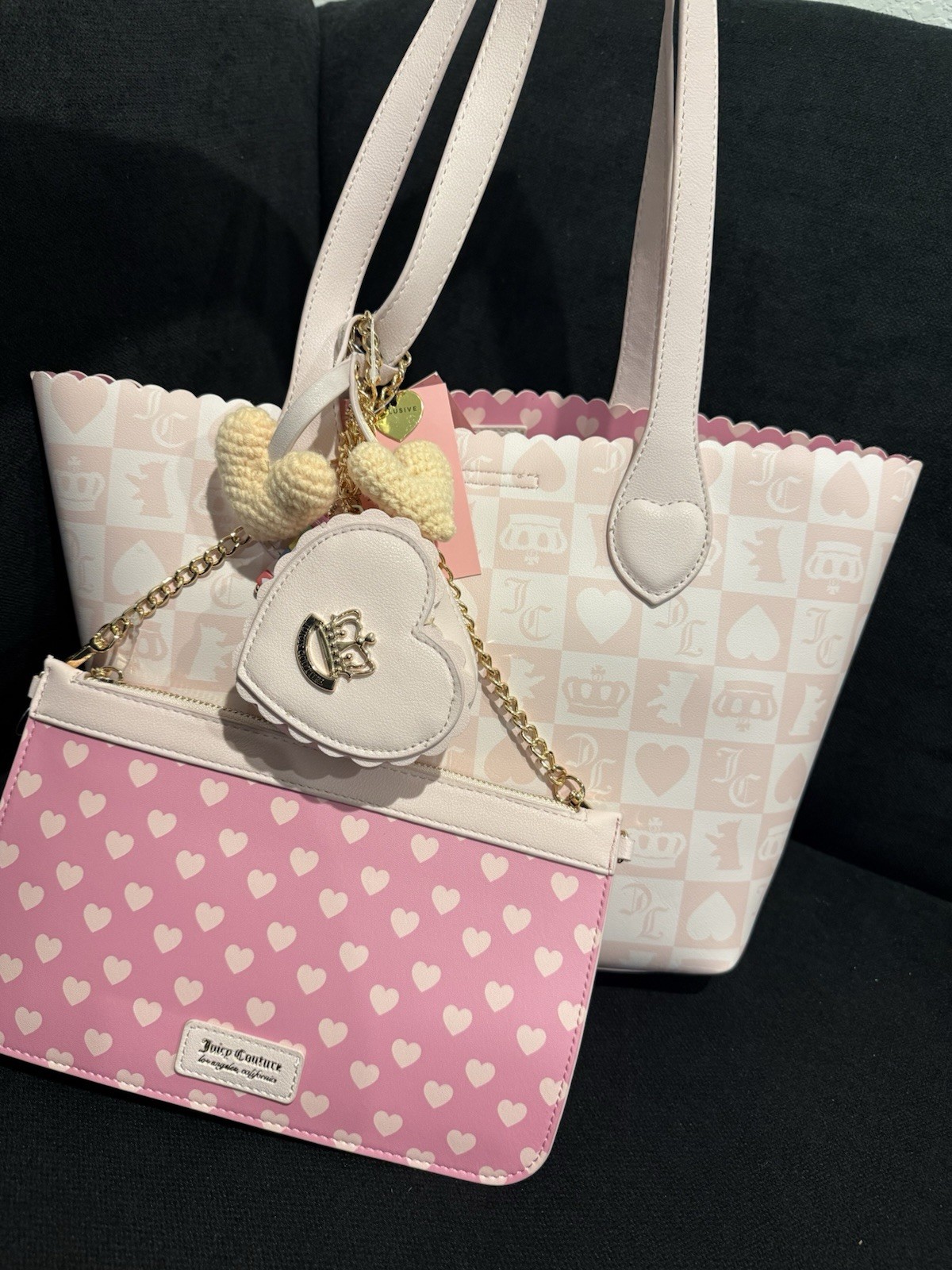Juicy Couture Sweet Break Time Tote W/Wristlet Powder Blush Pink Handbag NWT