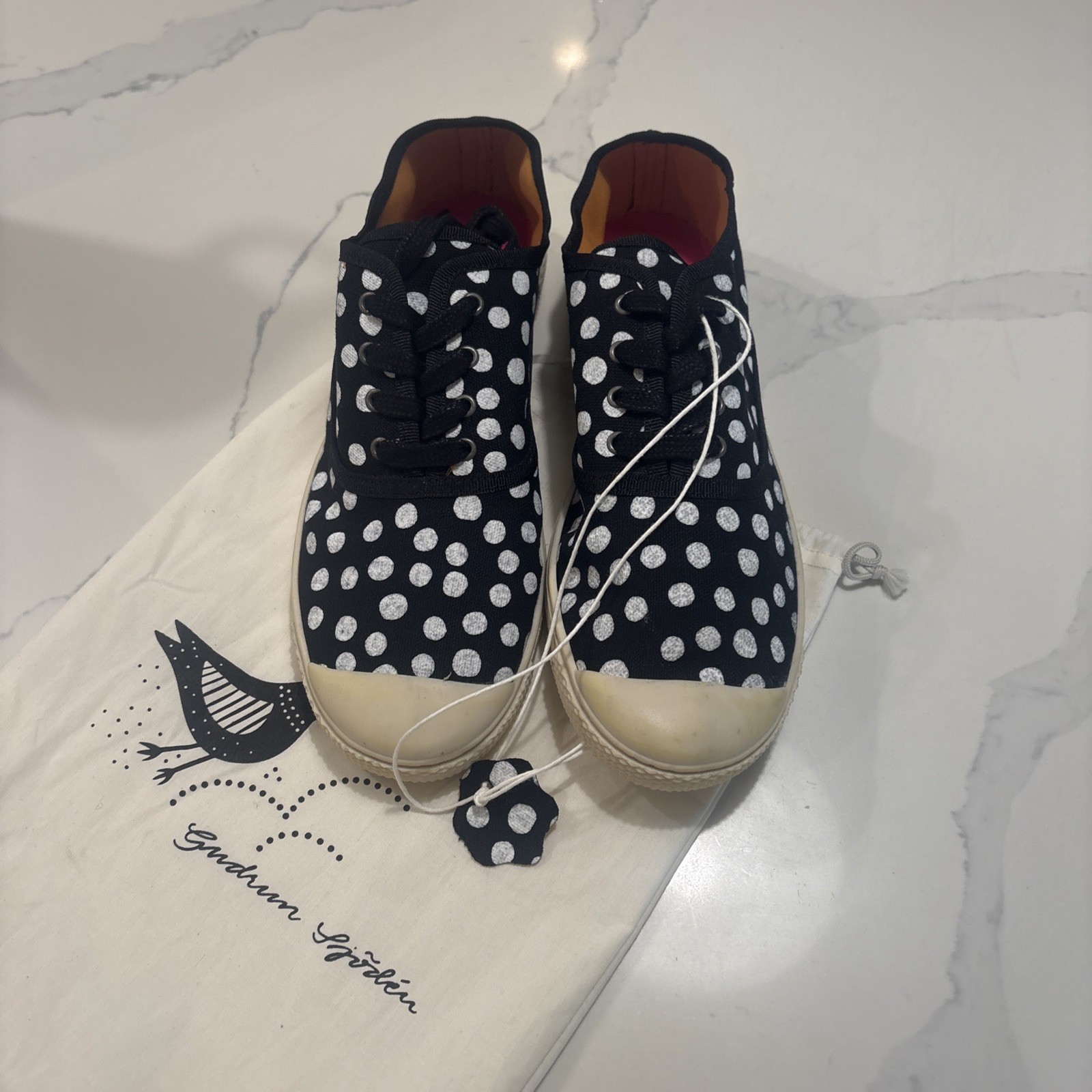 Gudrun Sjoden Canvas Sneakers Polka Dot Lace Up Women’s EU 40 US 9-9.5 Dust Bag