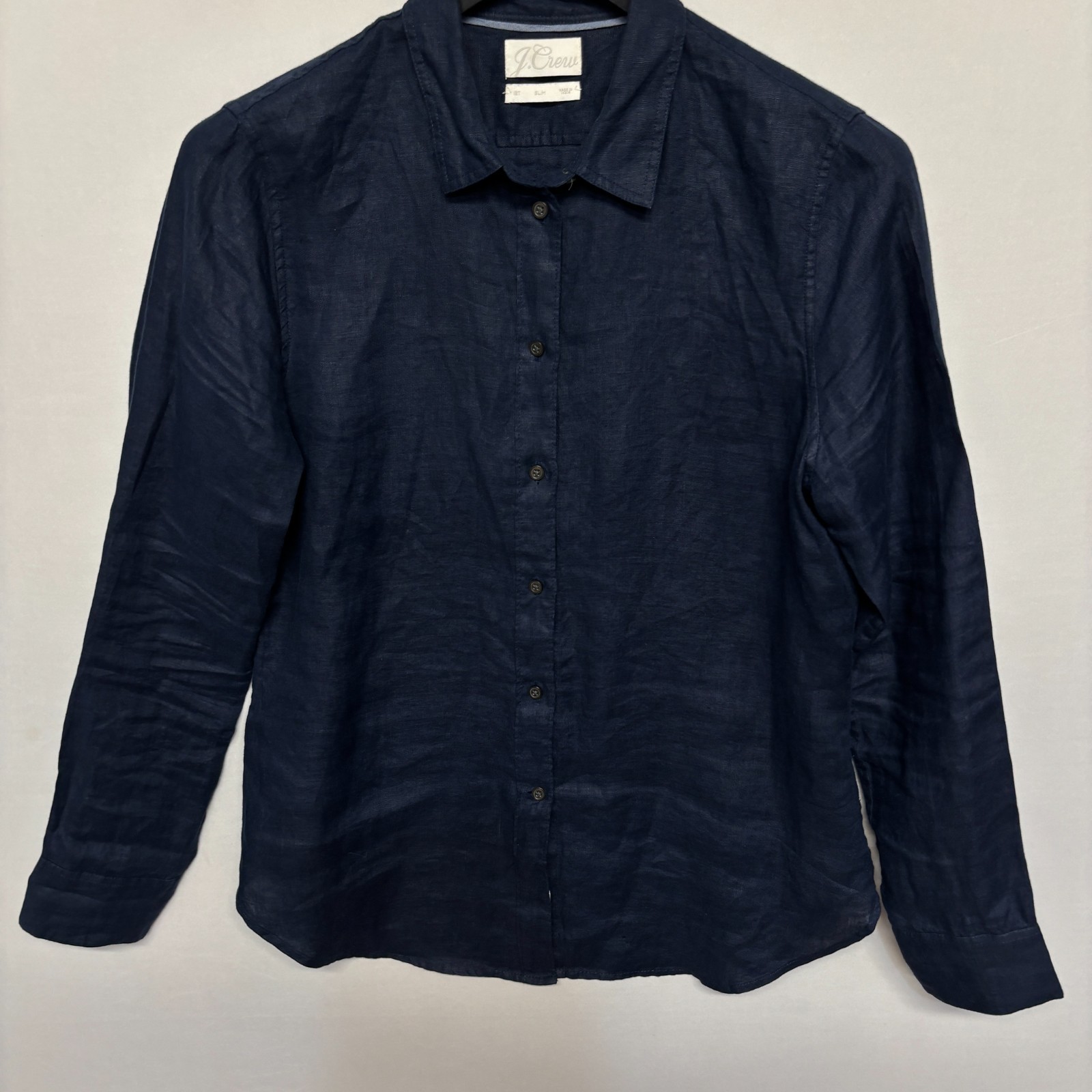 J. Crew Baird McNutt Women Irish Linen Slim Shirt Top Size 12T 12 Tall C130 -19