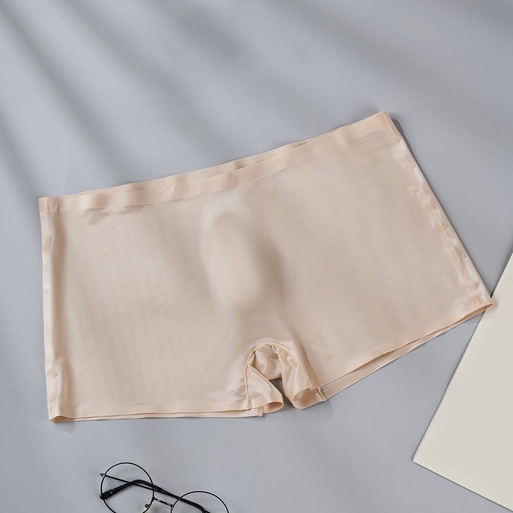 Ice Silk Seamless Low Waist Trunks for Men 3D Bulge Pouch Boxer Shorts