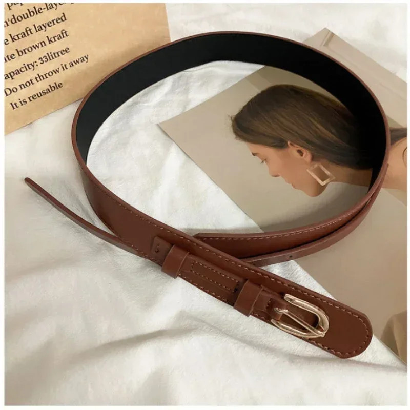 Women’s PU Waist Belt Solid Color Decorative Coat Belt