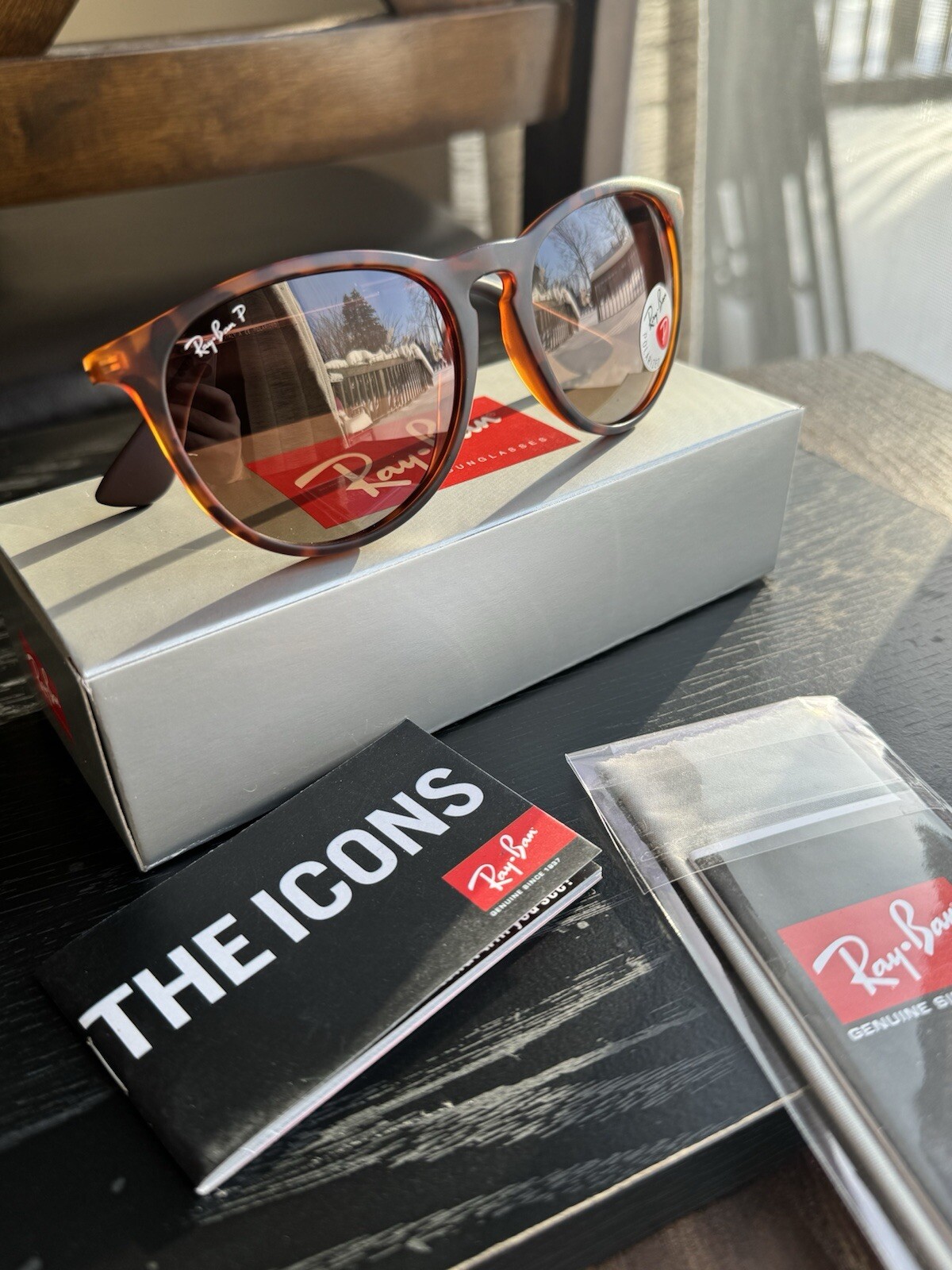 New Ray-Ban Erika RB4171 710/T5 Polished Light Havana Frame With Brown Lenses