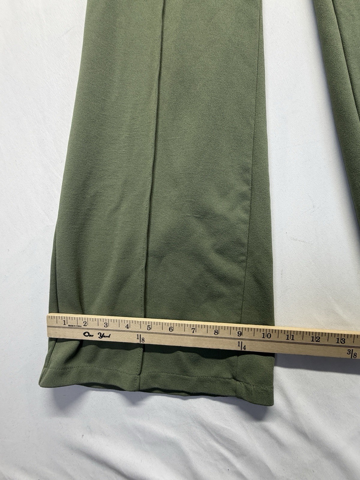 Ambiance Womens Size M Olive Green Wide Leg Pull On Pants Stretch Casual