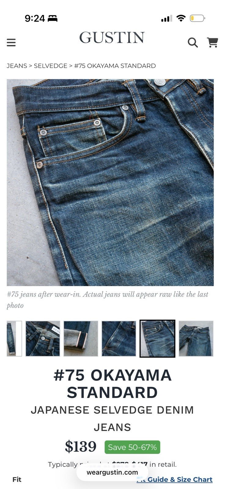 Gustin #75 Okayama Standard 14.5oz Japanese Selvedge Denim