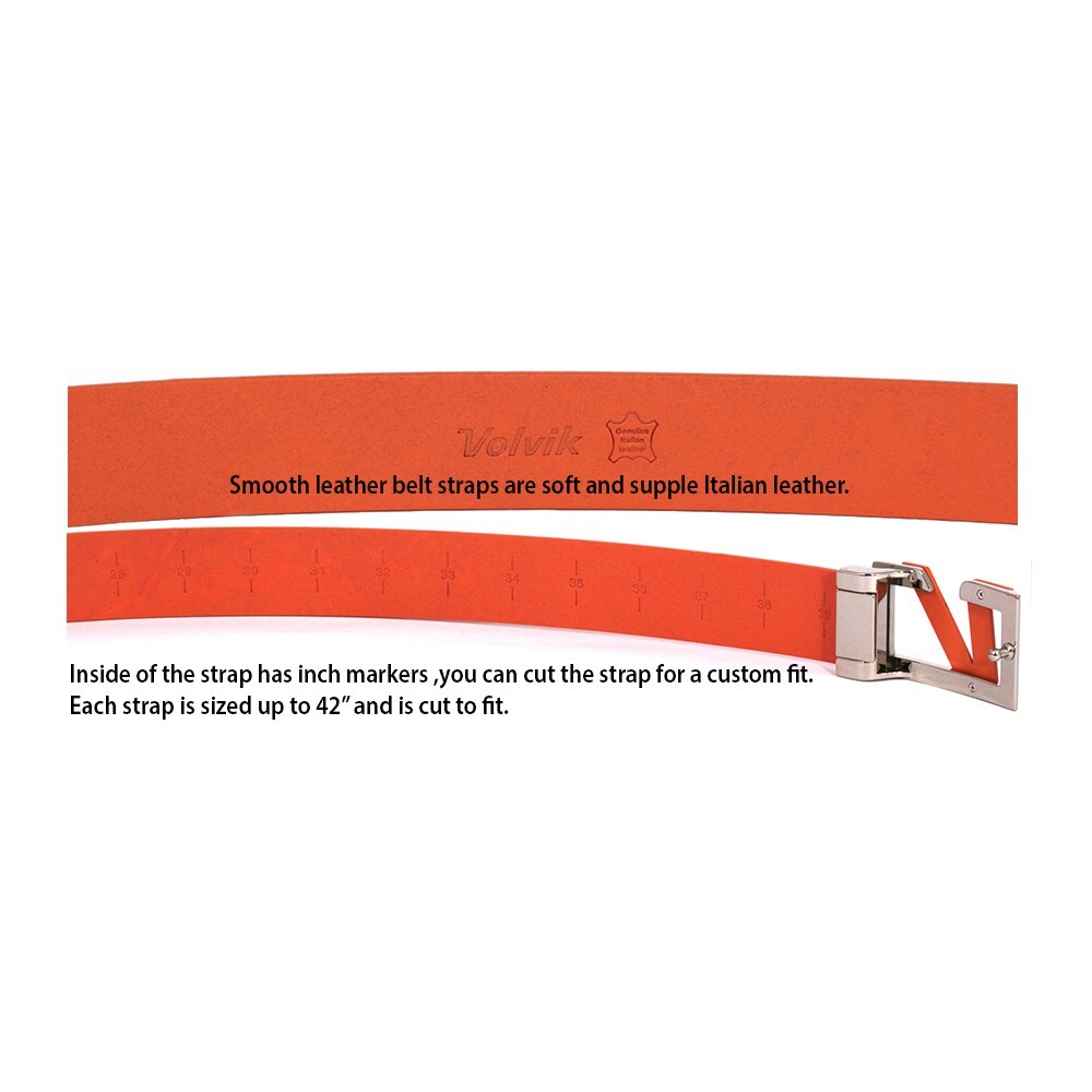 Volvik 100% Genuine Italian Real Solid Leather Belt, Free Size up to 42″ – White