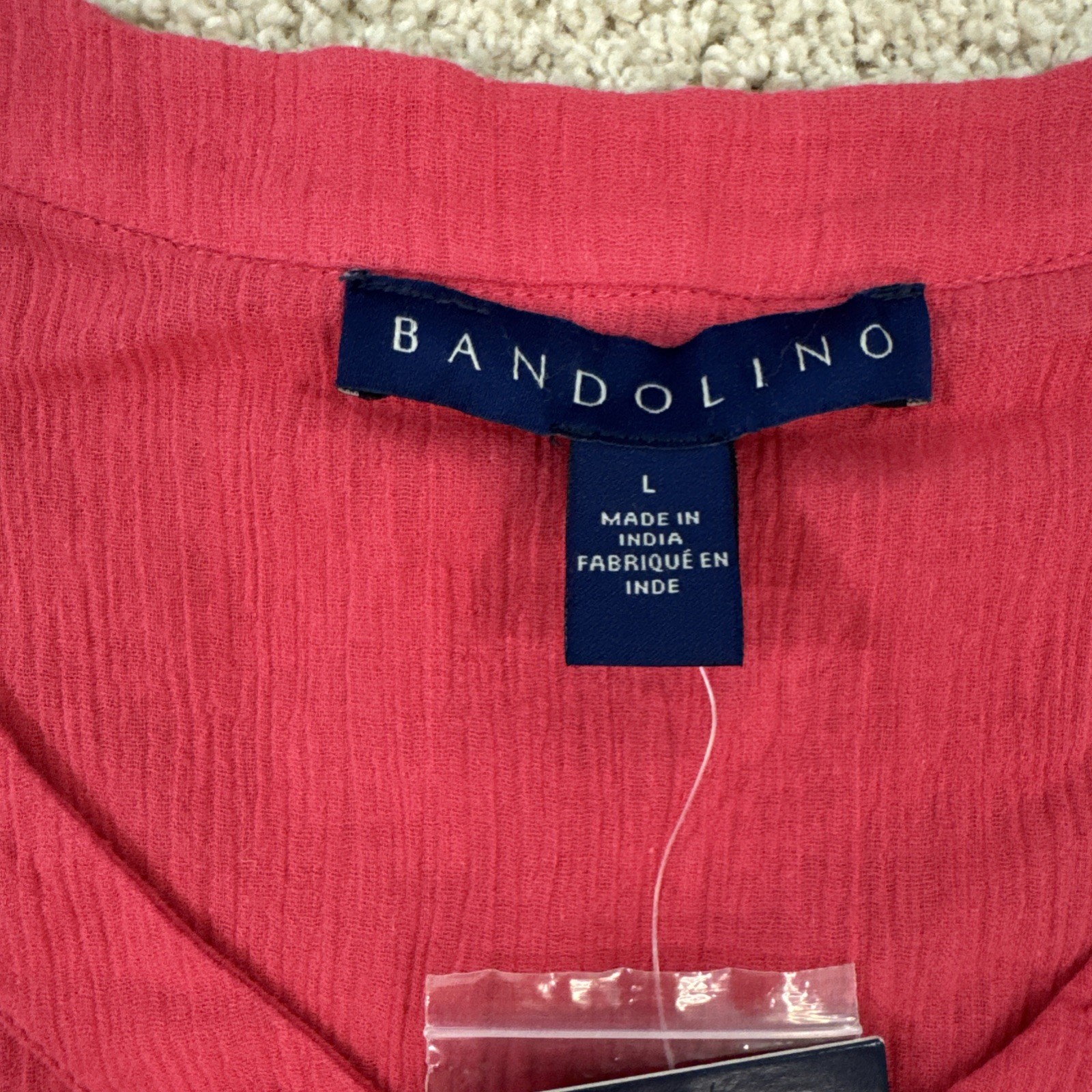 Bandolino Blouse Shirt Top Womans L Paradise Pink Roll Tab Sleeve Career Casual