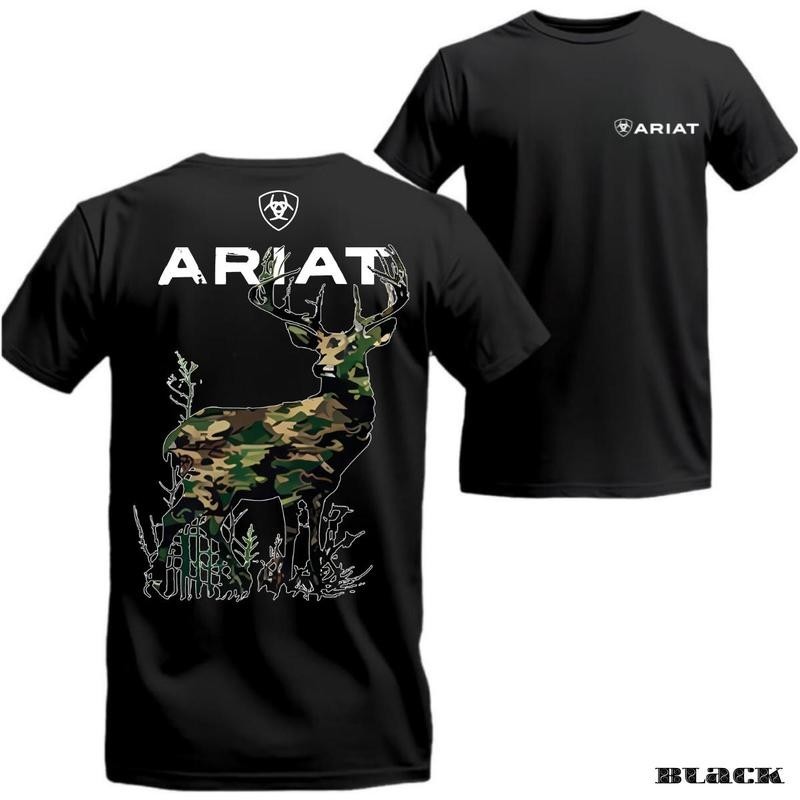 Ariat Hunting T-Shirt – Camo Deer Print, Western Outdoor Vibes, Comfortable Fit