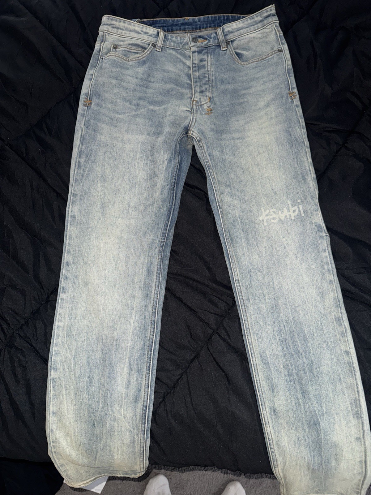 Ksubi Chitch Men’s Light Wash Skinny Slim Fit Stretch Denim Jeans Mid Rise