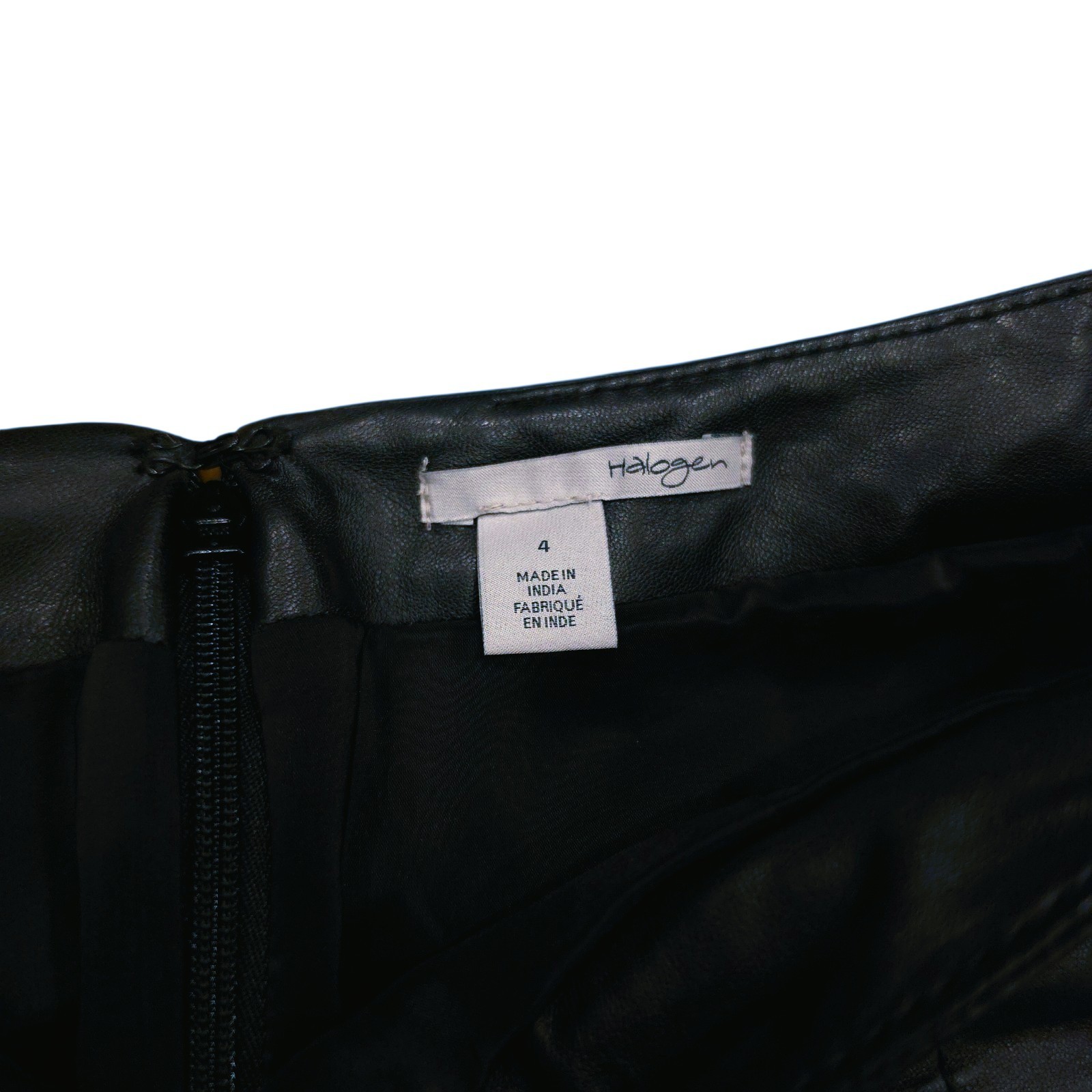 Halogen Leather Pencil Skirt Above-the-Knee with Diagonal Front Seam EUC Size 4