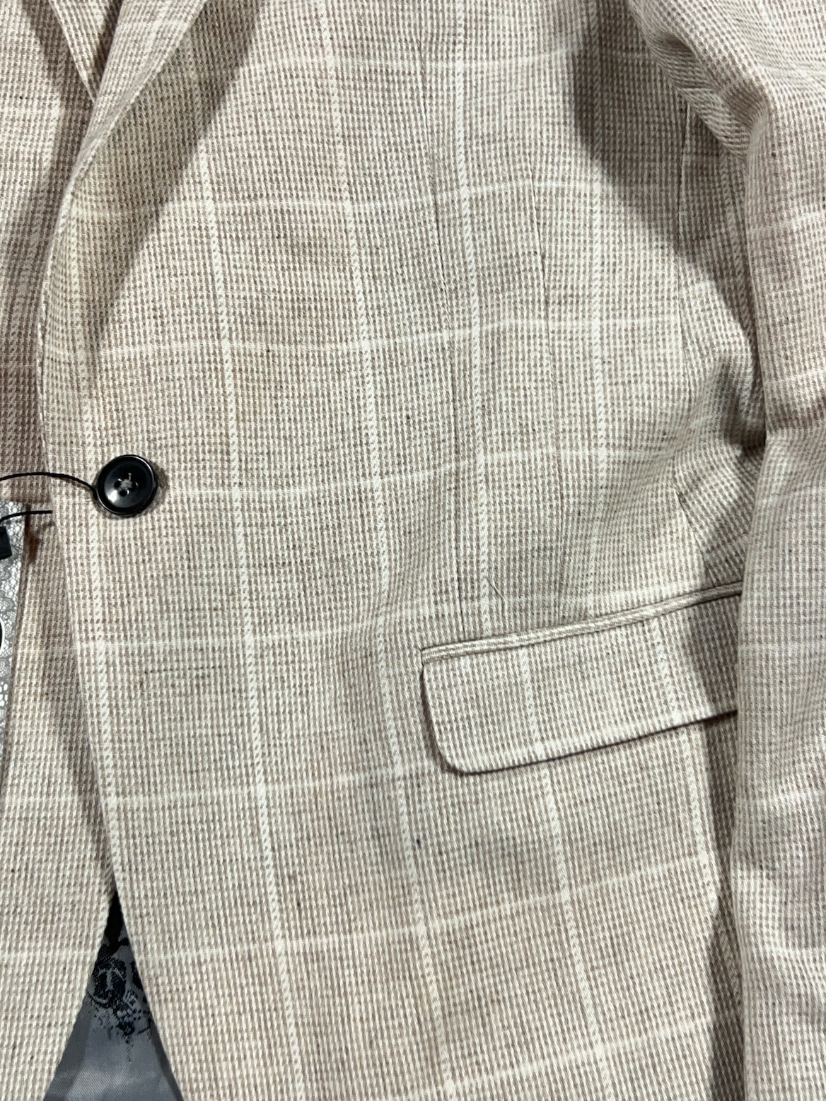 TWISTED TAILOR STONE WINDOWPANE CHECK PLAID SKULL PIN BLAZER JACKET SZ 38 R 38R