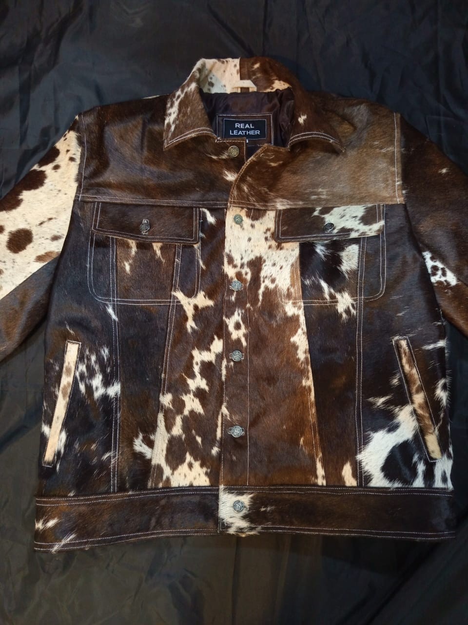 Men’s Cowhide Leather Jacket Real Hair on Pony Skin Western Style Rodeo Coat