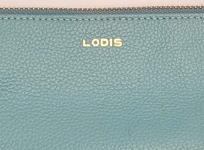 Lodis Wristlet Clutch Zip Wallet Pouch Organizer Blue Leather 9.75×6.75″ Purse
