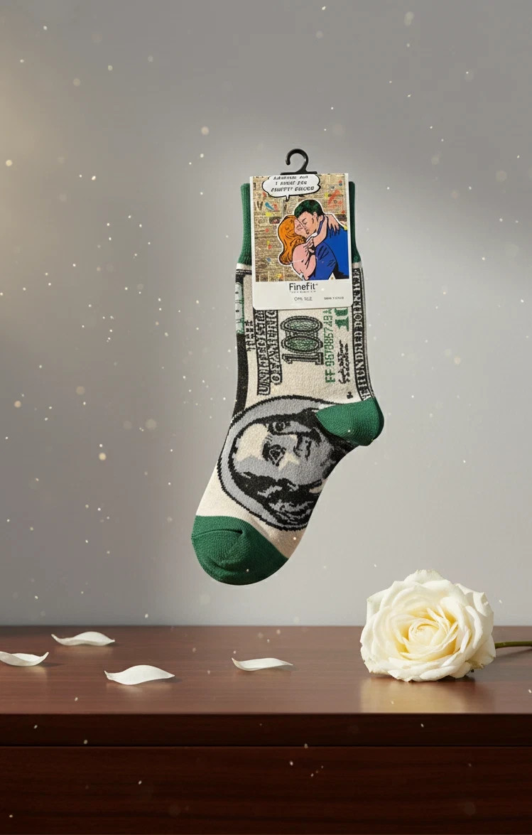 FINEFIT FUN SOCKS California flag $100 Unisex Socks, One Size 1 Pair (Black)
