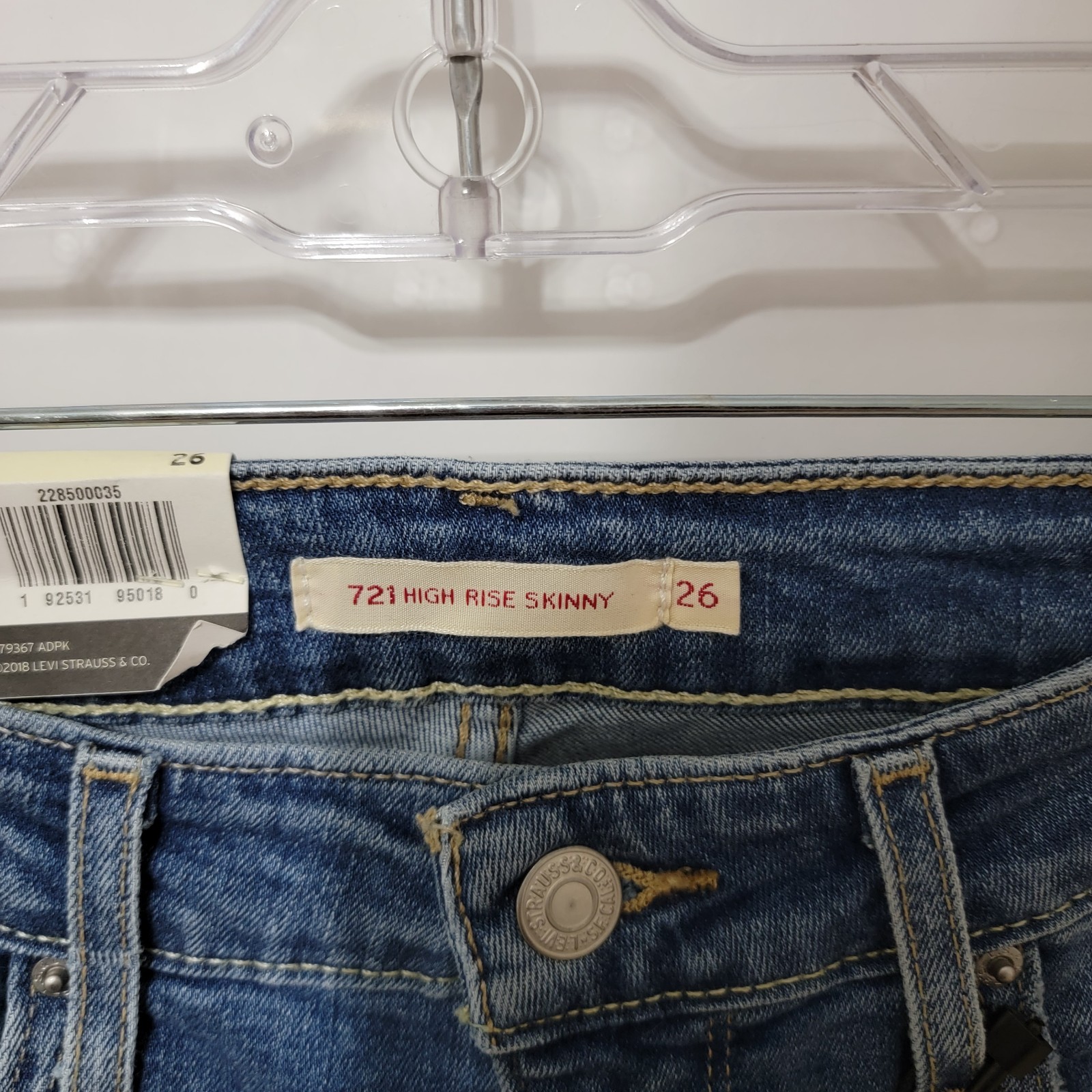 LEVI’S PREMIUM 721 High Rise Skinny Jeans Women’s 26 Off The Hook Distressed NWT